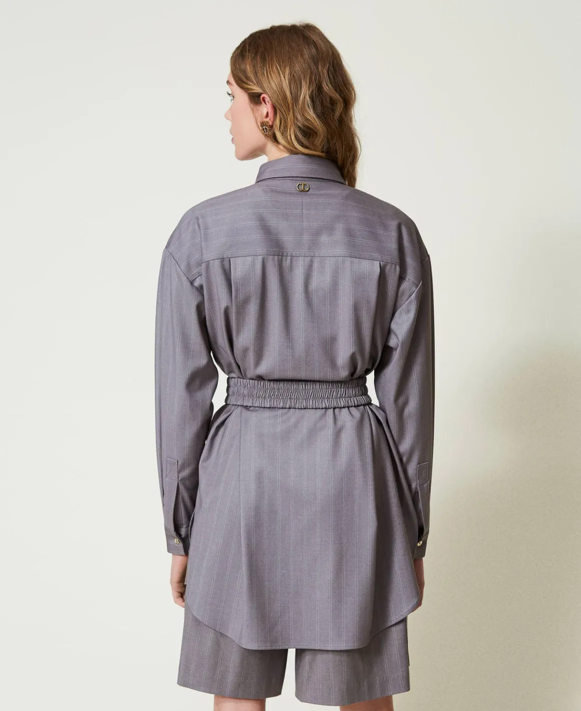 TWINSET Milano Maxi Camicia Gessata Con Cintura | Bluse E Camicie