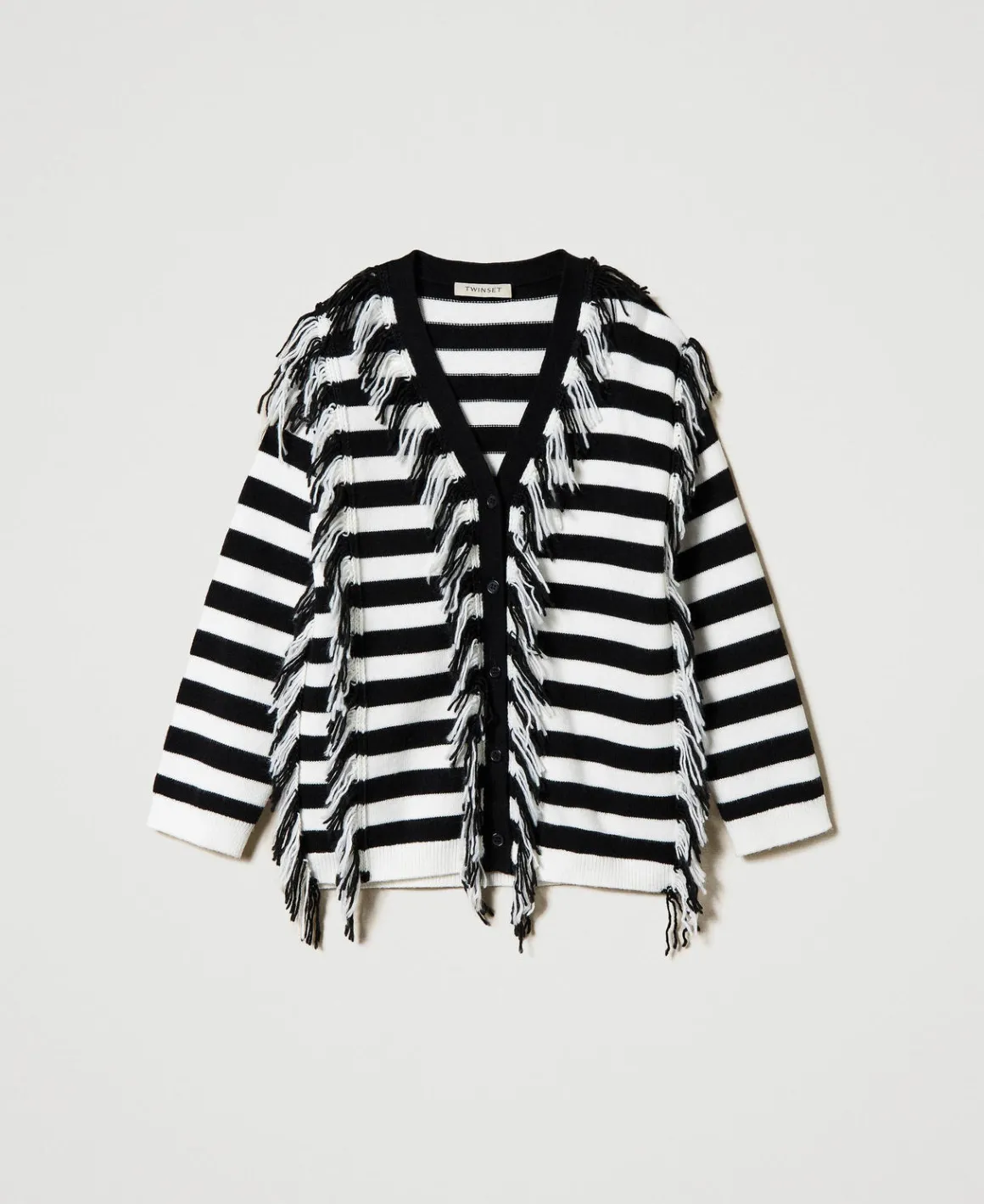 TWINSET Milano Maxi Cardigan In Maglia A Righe Con Frange | Maglie E Cardigan