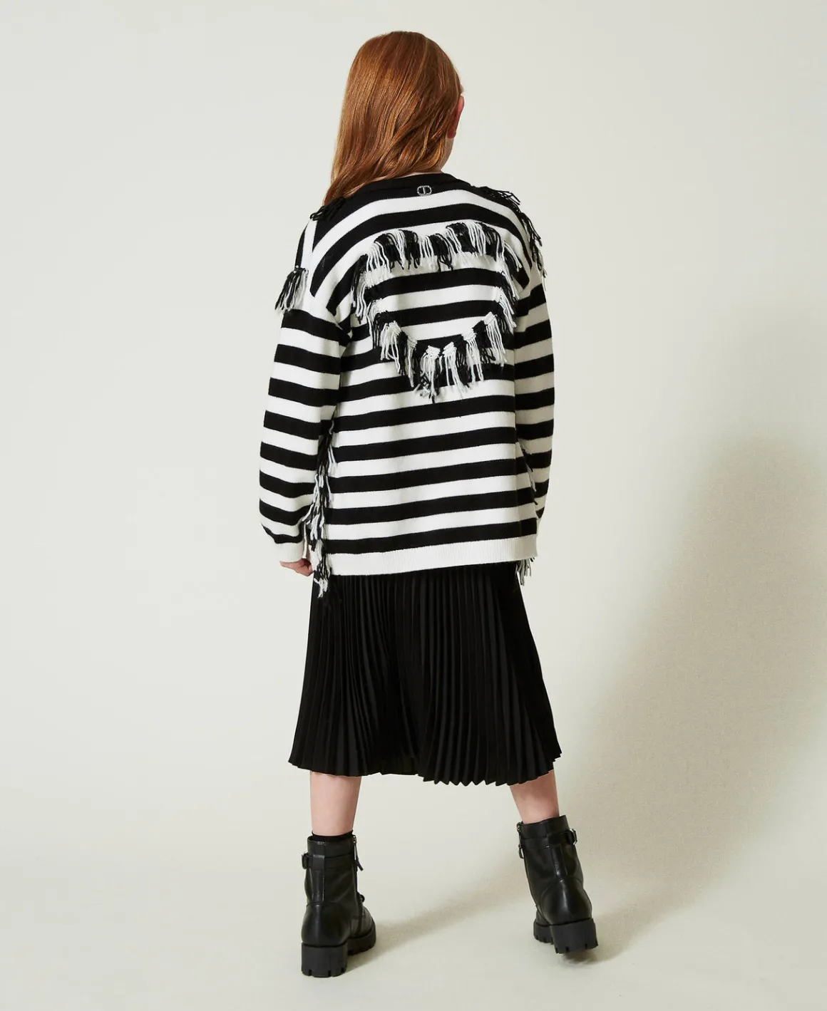 TWINSET Milano Maxi Cardigan In Maglia A Righe Con Frange | Maglie E Cardigan