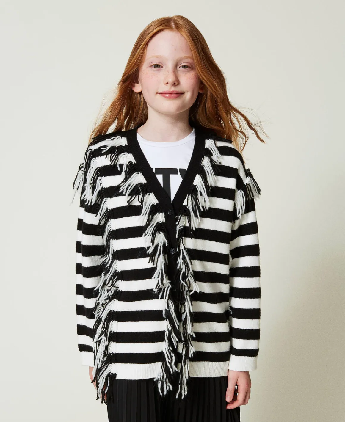 TWINSET Milano Maxi Cardigan In Maglia A Righe Con Frange | Maglie E Cardigan