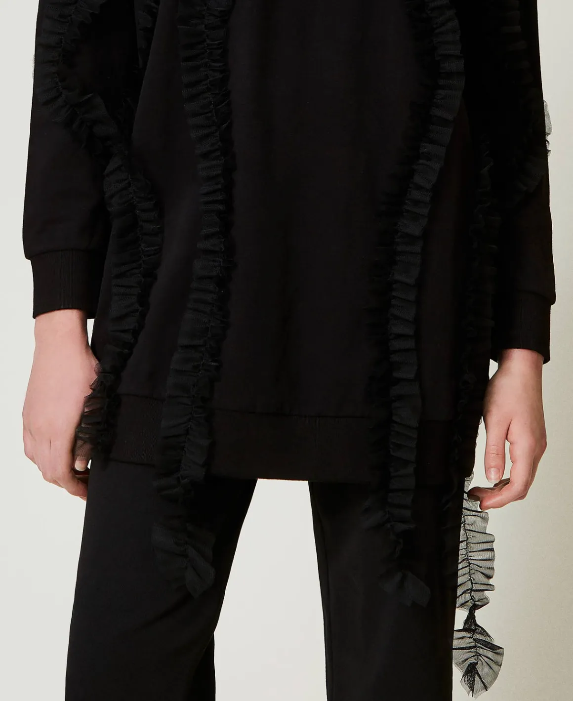 TWINSET Milano Maxi Felpa Con Volant In Tulle | Felpe