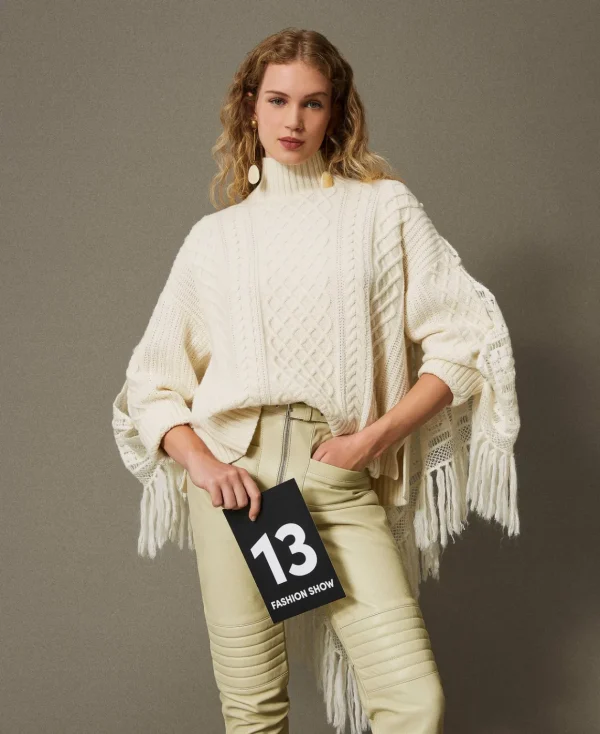 TWINSET Milano Maxi Maglia In Misto Lana Con Stola | Maglie E Cardigan