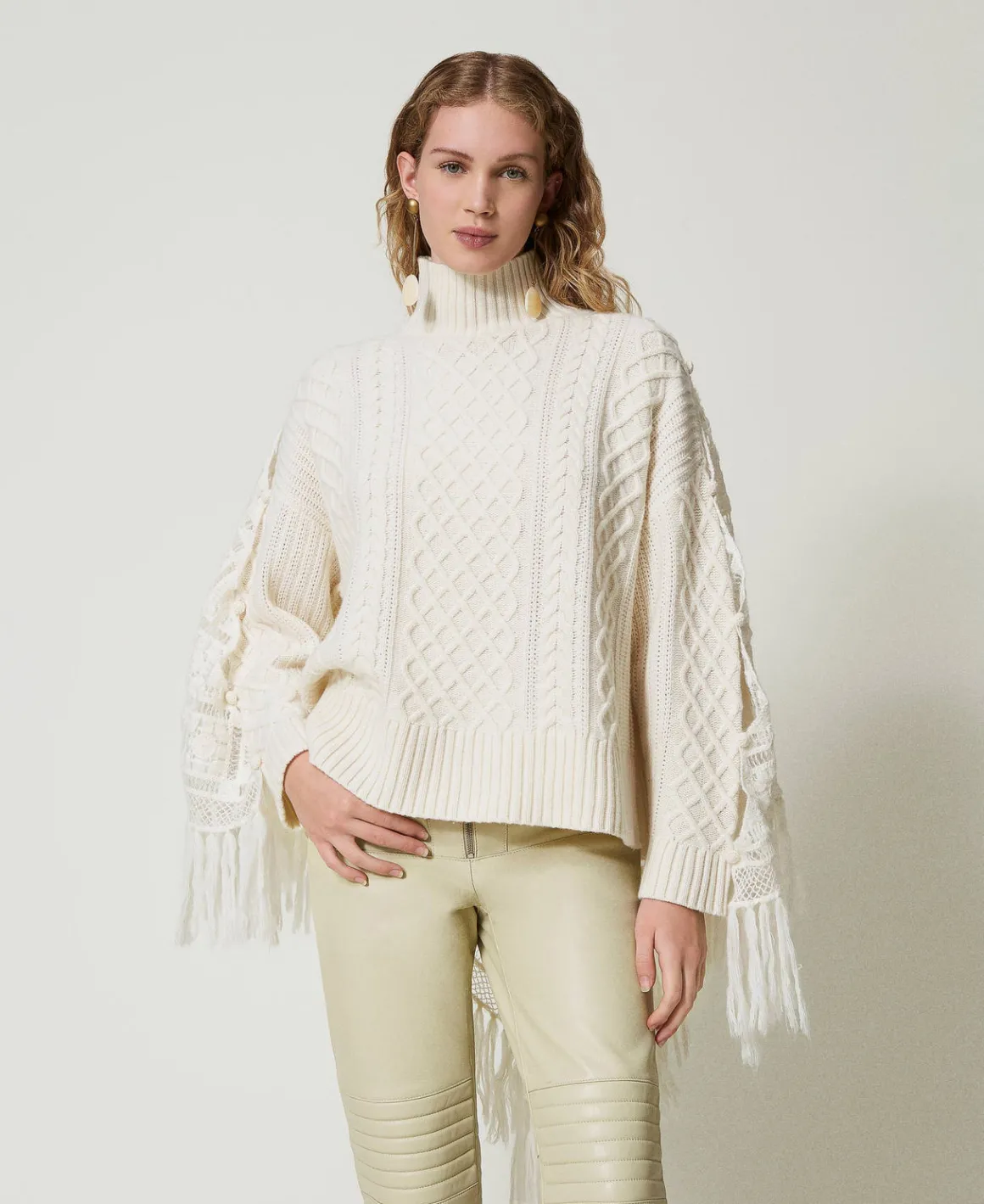 TWINSET Milano Maxi Maglia In Misto Lana Con Stola | Maglie E Cardigan