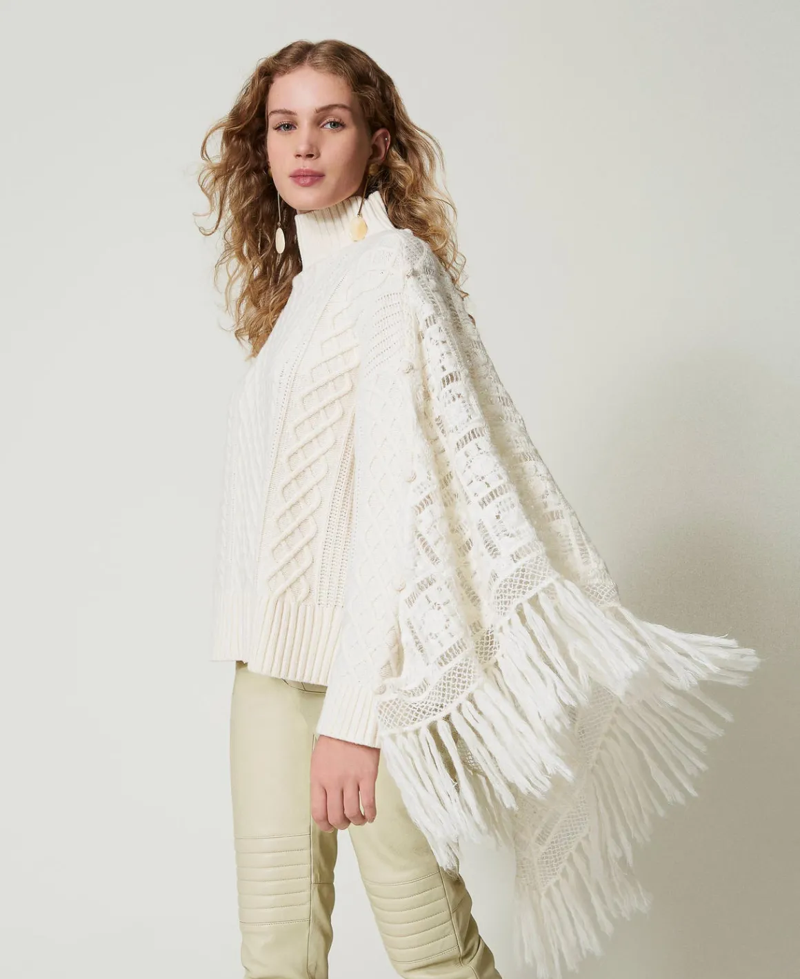 TWINSET Milano Maxi Maglia In Misto Lana Con Stola | Maglie E Cardigan