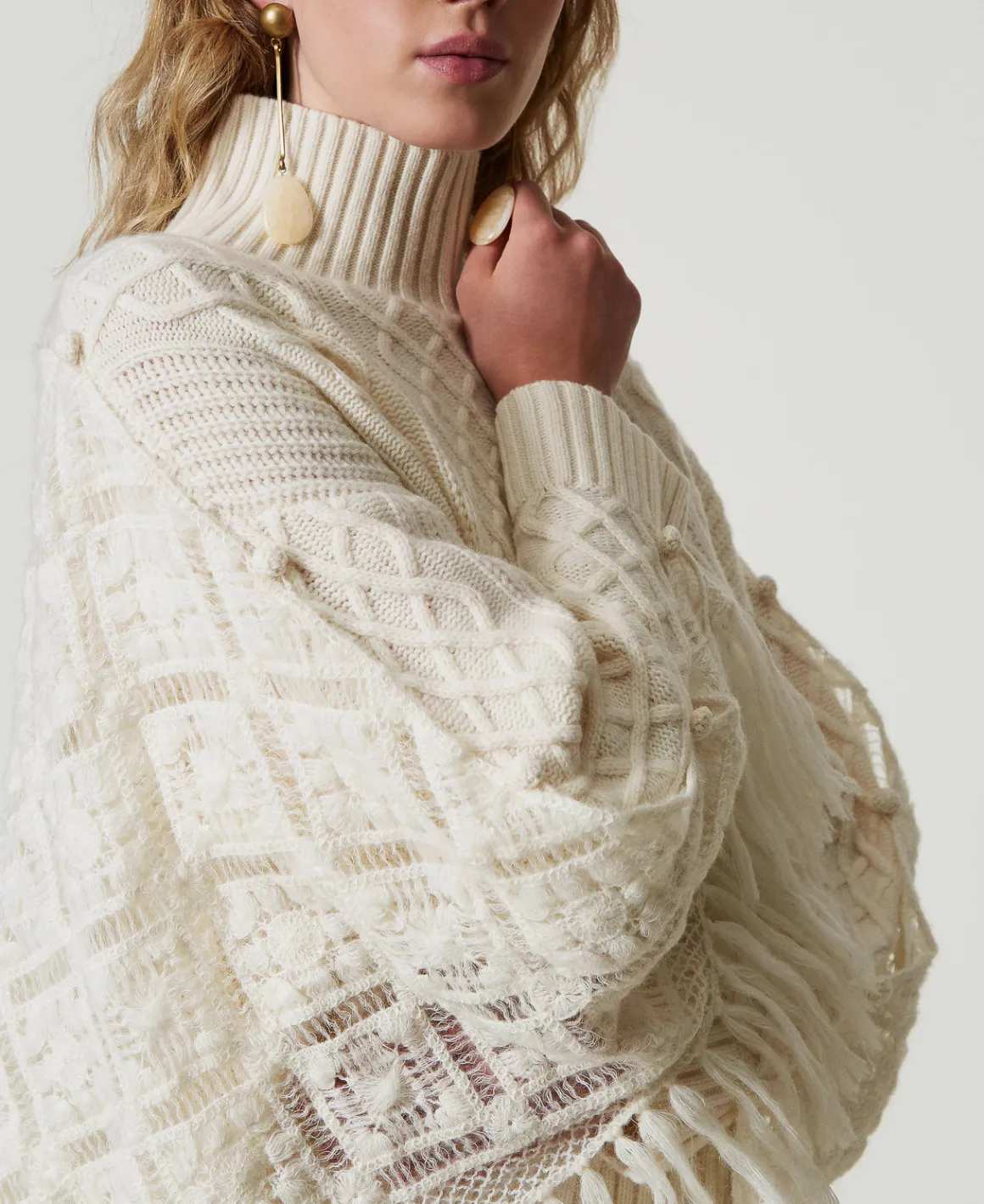 TWINSET Milano Maxi Maglia In Misto Lana Con Stola | Maglie E Cardigan