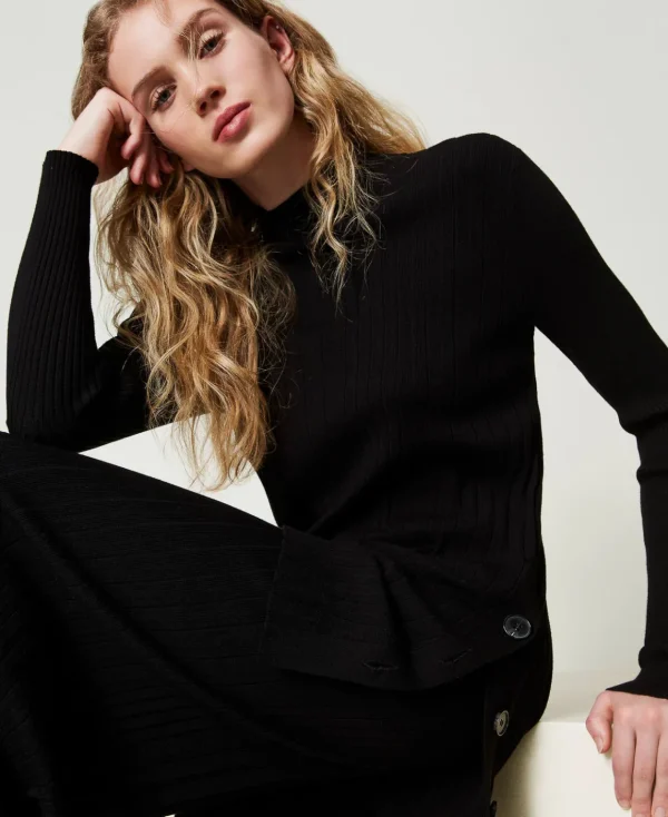 TWINSET Milano Maxi Maglia Plissé Con Bottoni | Maglie E Cardigan