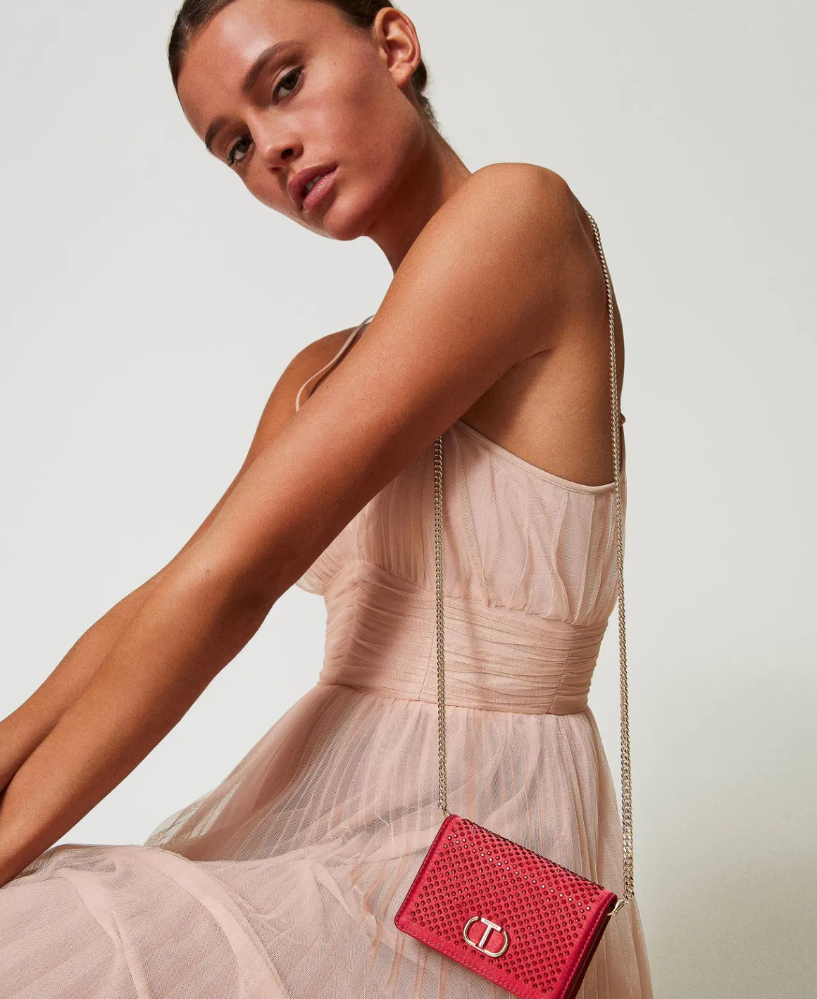 TWINSET Milano Mini Borsa A Tracolla In Raso Con Strass | Mini Borse | Borse A Mano