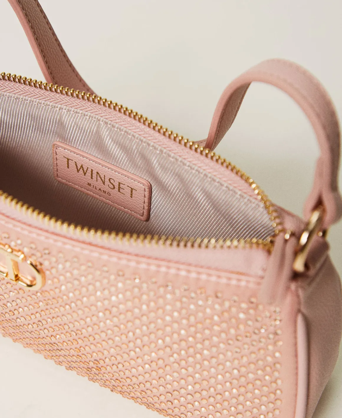 TWINSET Milano Mini Borsa In Raso Con Strass E Oval T | Mini Borse | Borse A Mano