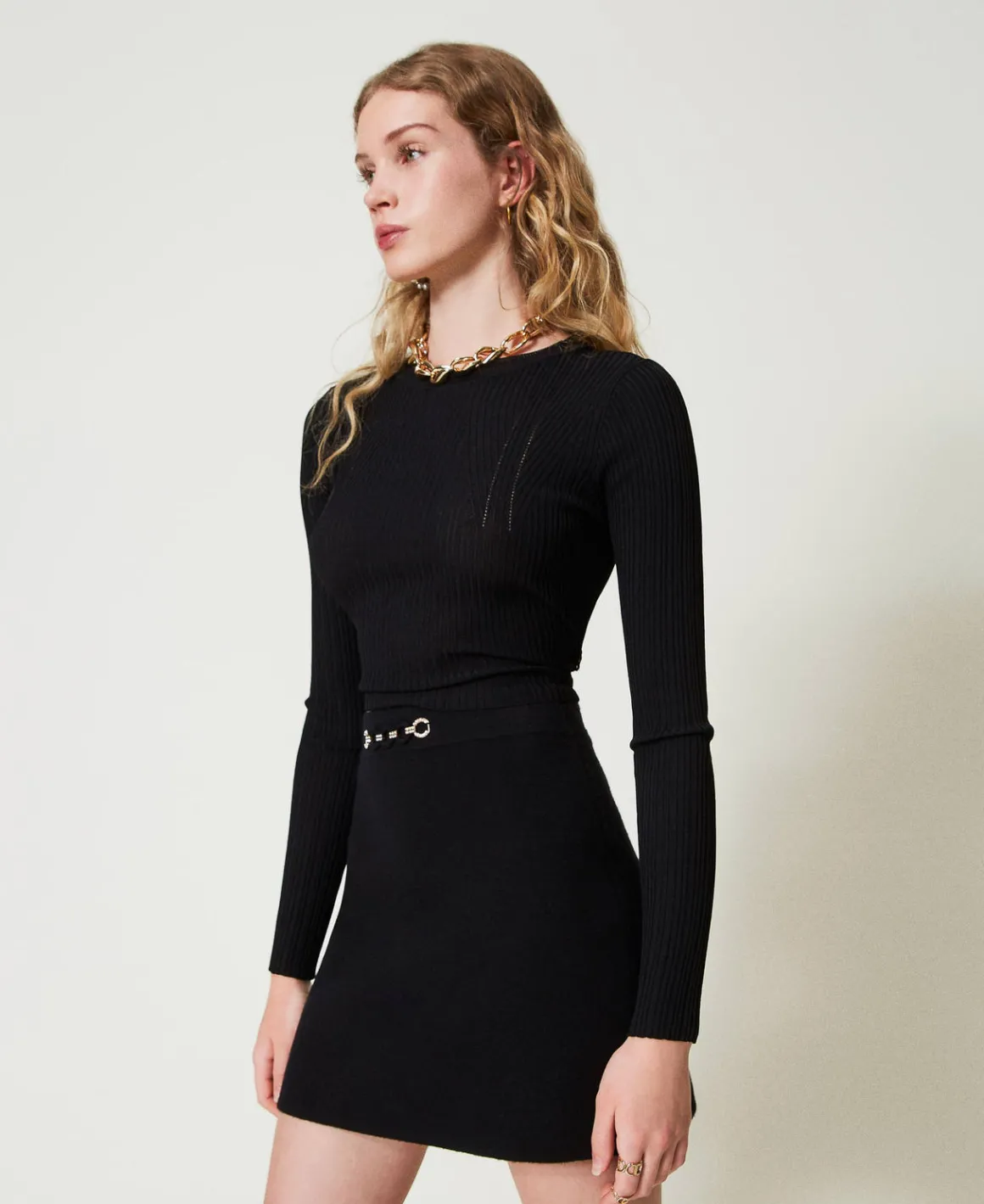 TWINSET Milano Minigonna In Maglia Con Applicazione Bijoux | Gonne