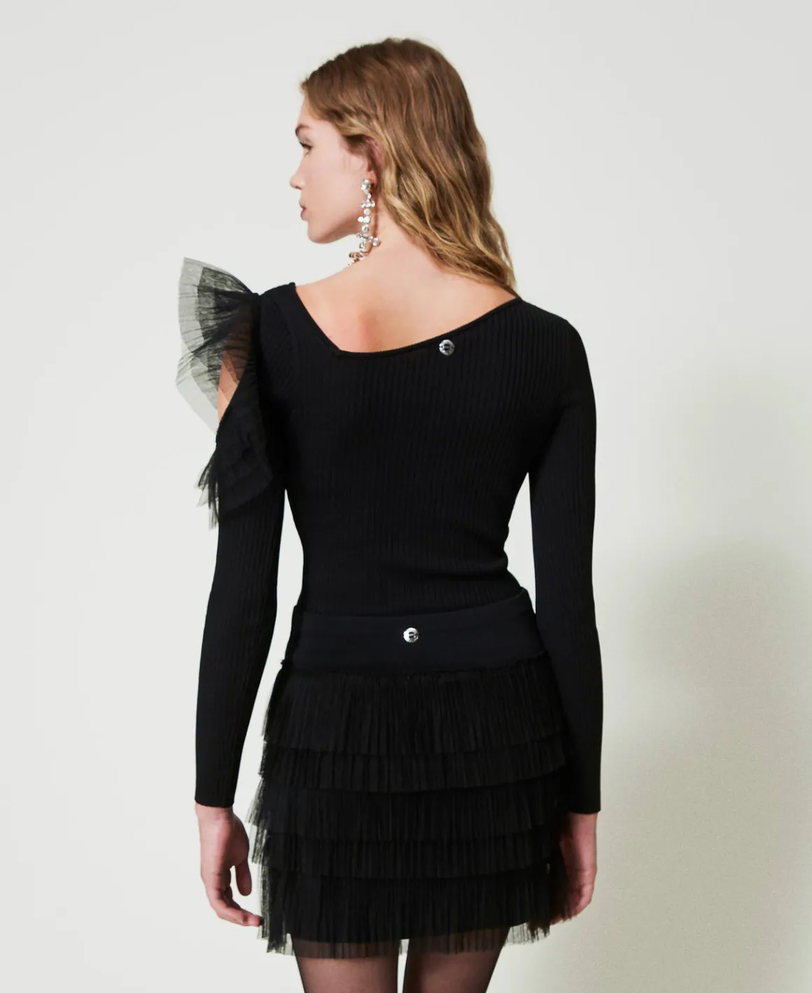 TWINSET Milano Minigonna In Maglia Con Balze In Tulle | Gonne