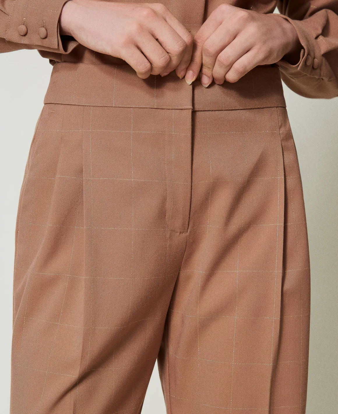 TWINSET Milano Pantaloni A Palazzo Check Con Lurex | Pantaloni Ampi E A Palazzo
