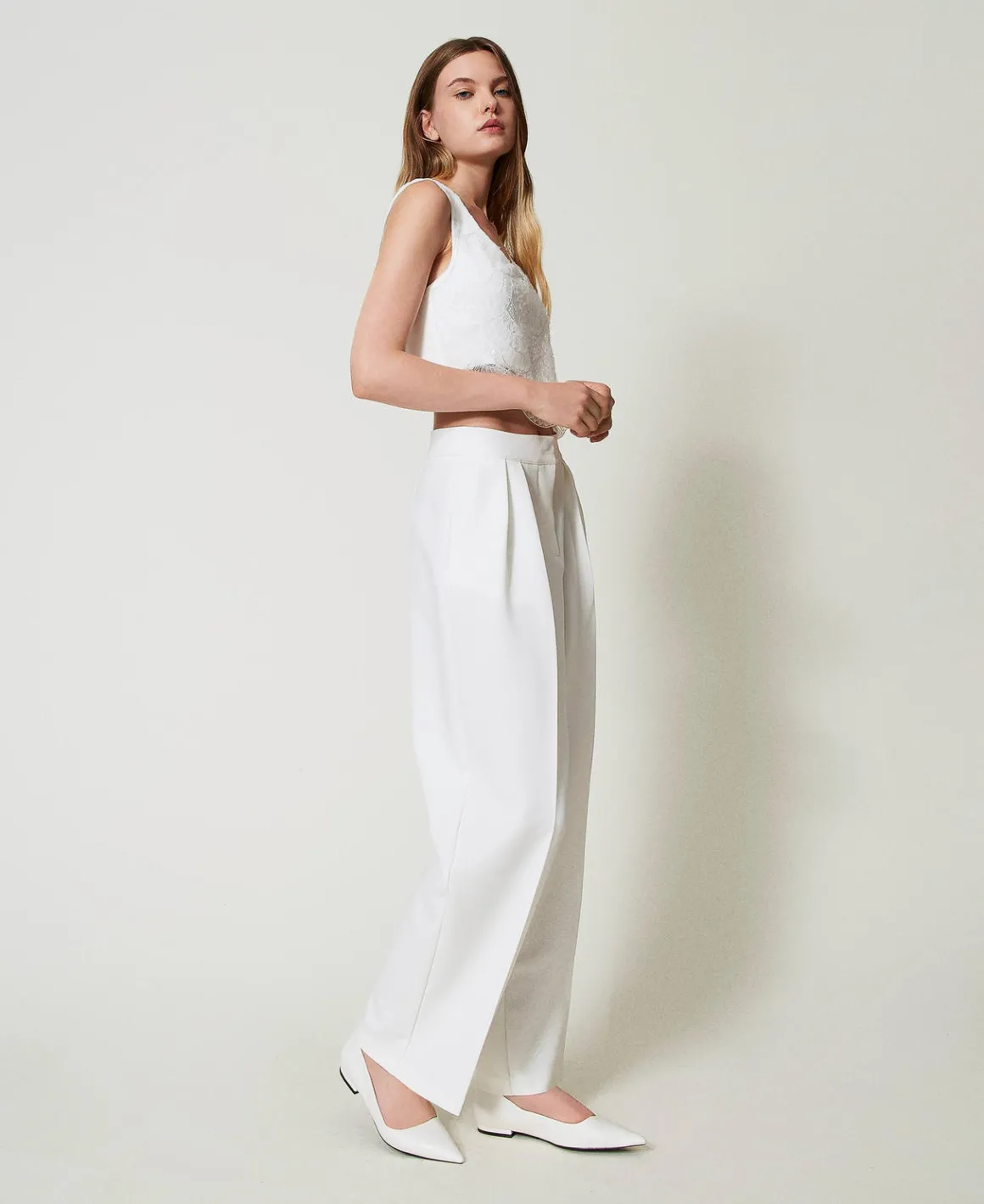 TWINSET Milano Pantaloni A Palazzo Con Pieghe | Pantaloni Ampi E A Palazzo