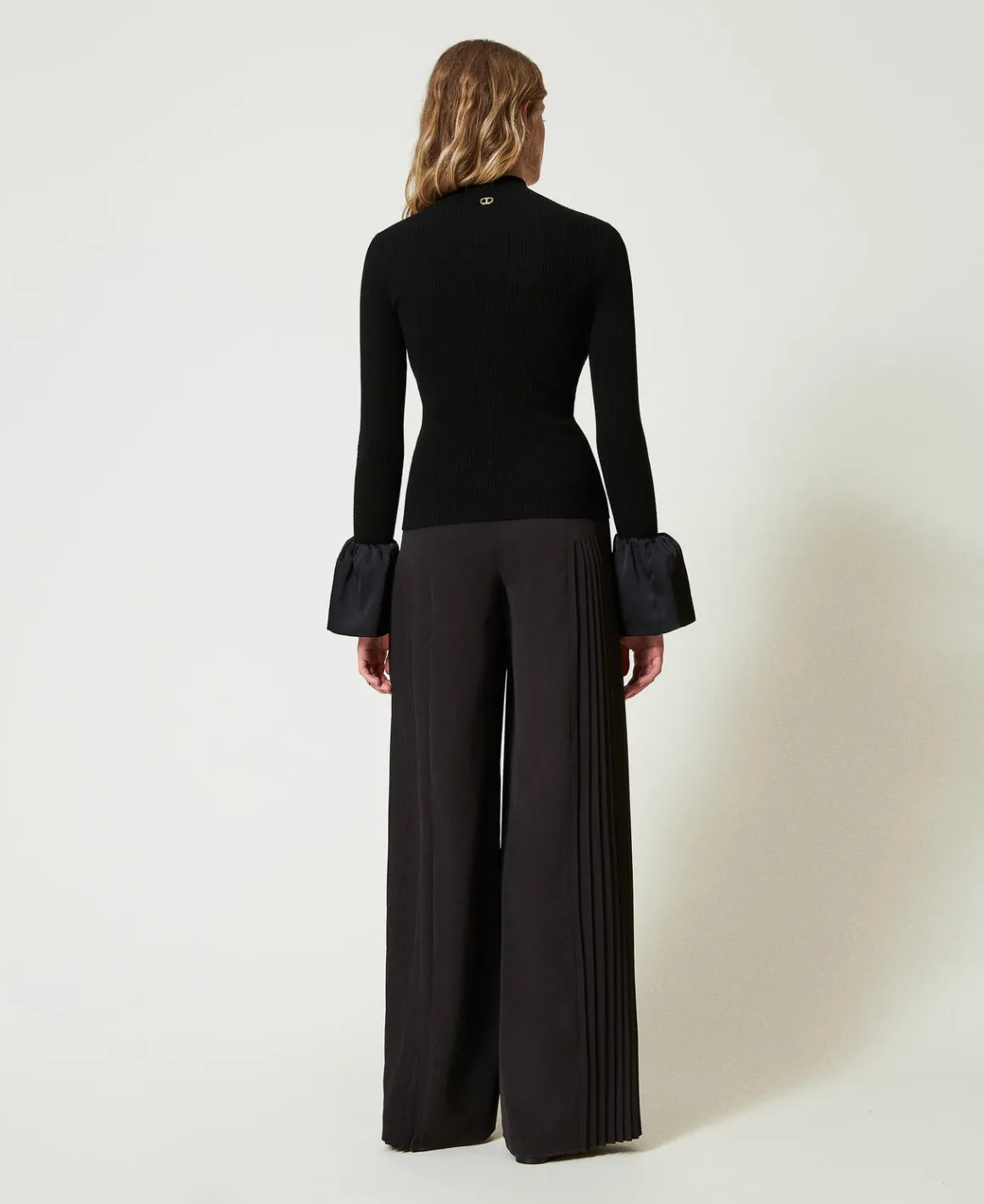TWINSET Milano Pantaloni A Palazzo In Georgette Plissé | Pantaloni Eleganti | Pantaloni Ampi E A Palazzo