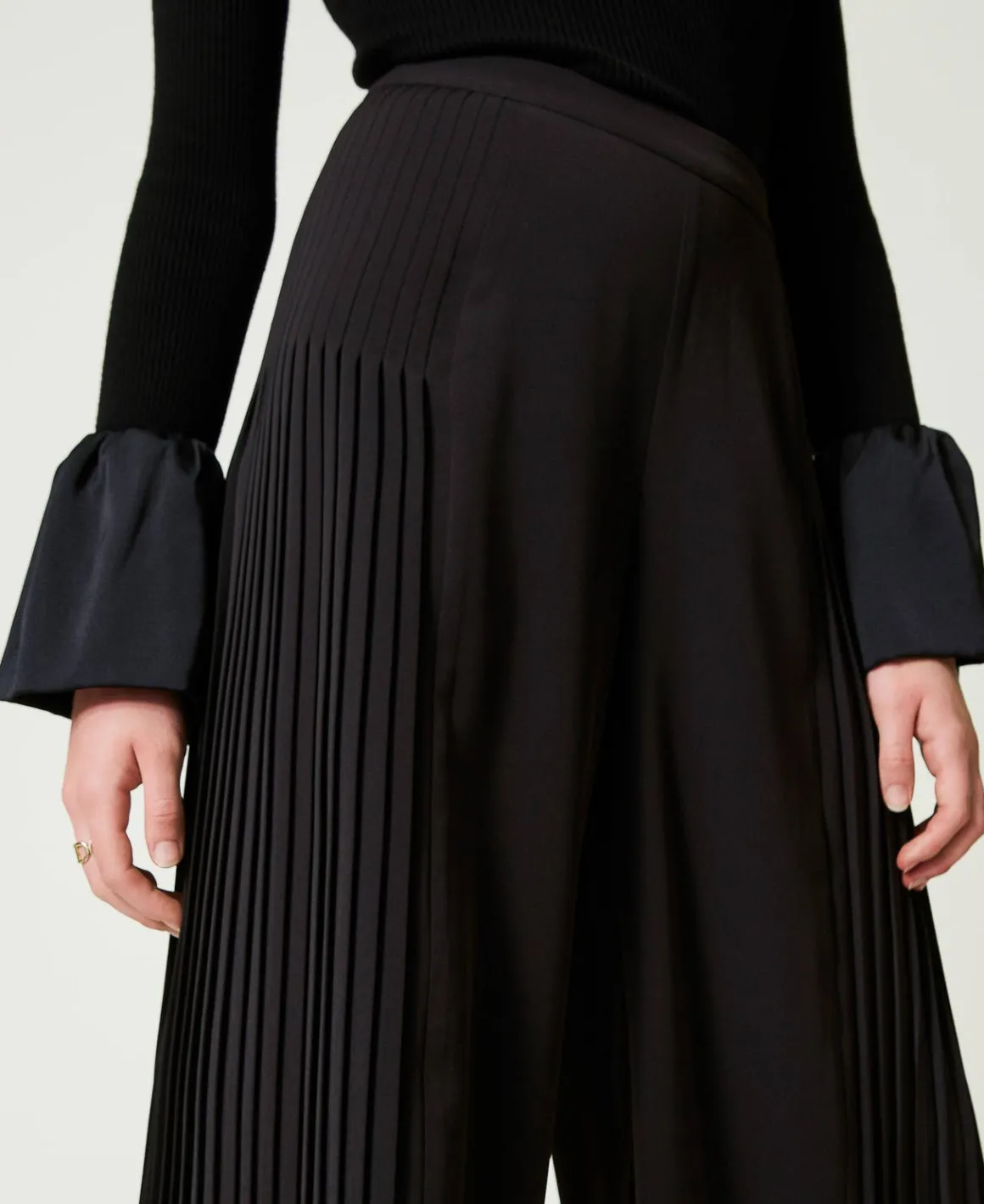 TWINSET Milano Pantaloni A Palazzo In Georgette Plissé | Pantaloni Eleganti | Pantaloni Ampi E A Palazzo