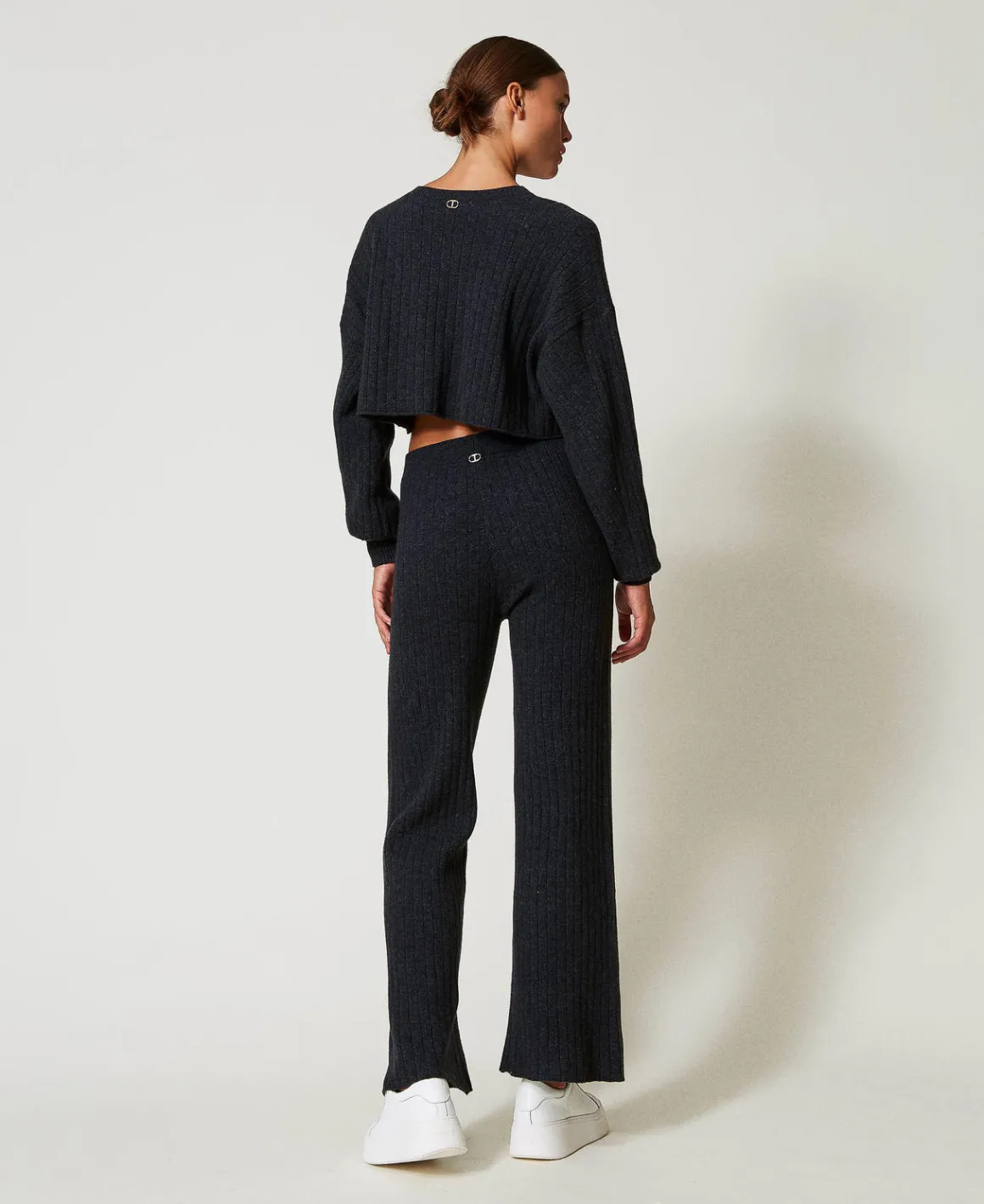 TWINSET Milano Pantaloni A Palazzo In Maglia Misto Lana | Pantaloni Ampi E A Palazzo