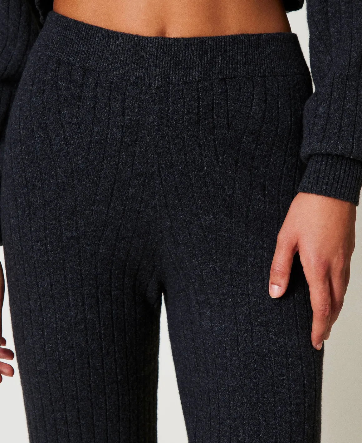TWINSET Milano Pantaloni A Palazzo In Maglia Misto Lana | Pantaloni Ampi E A Palazzo