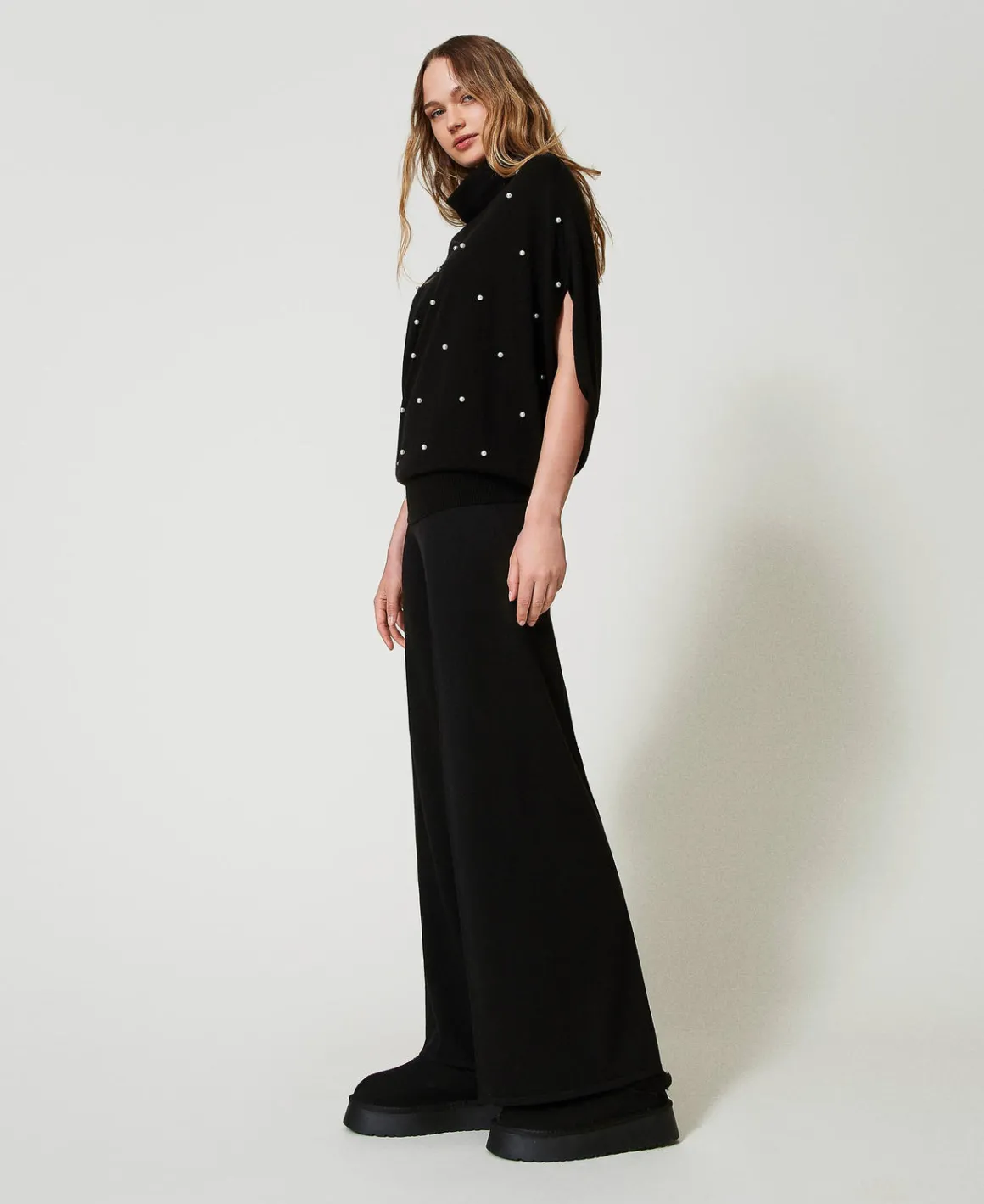 TWINSET Milano Pantaloni A Palazzo In Misto Lana | Pantaloni Ampi E A Palazzo