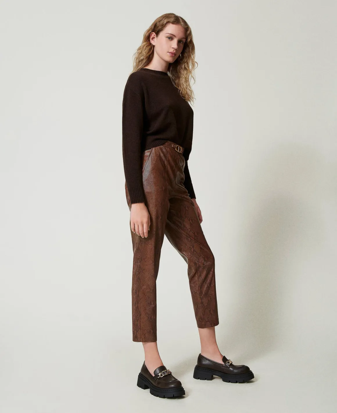 TWINSET Milano Pantaloni A Sigaretta Effetto Pelle Lizard | Pantaloni Dritti E A Sigaretta
