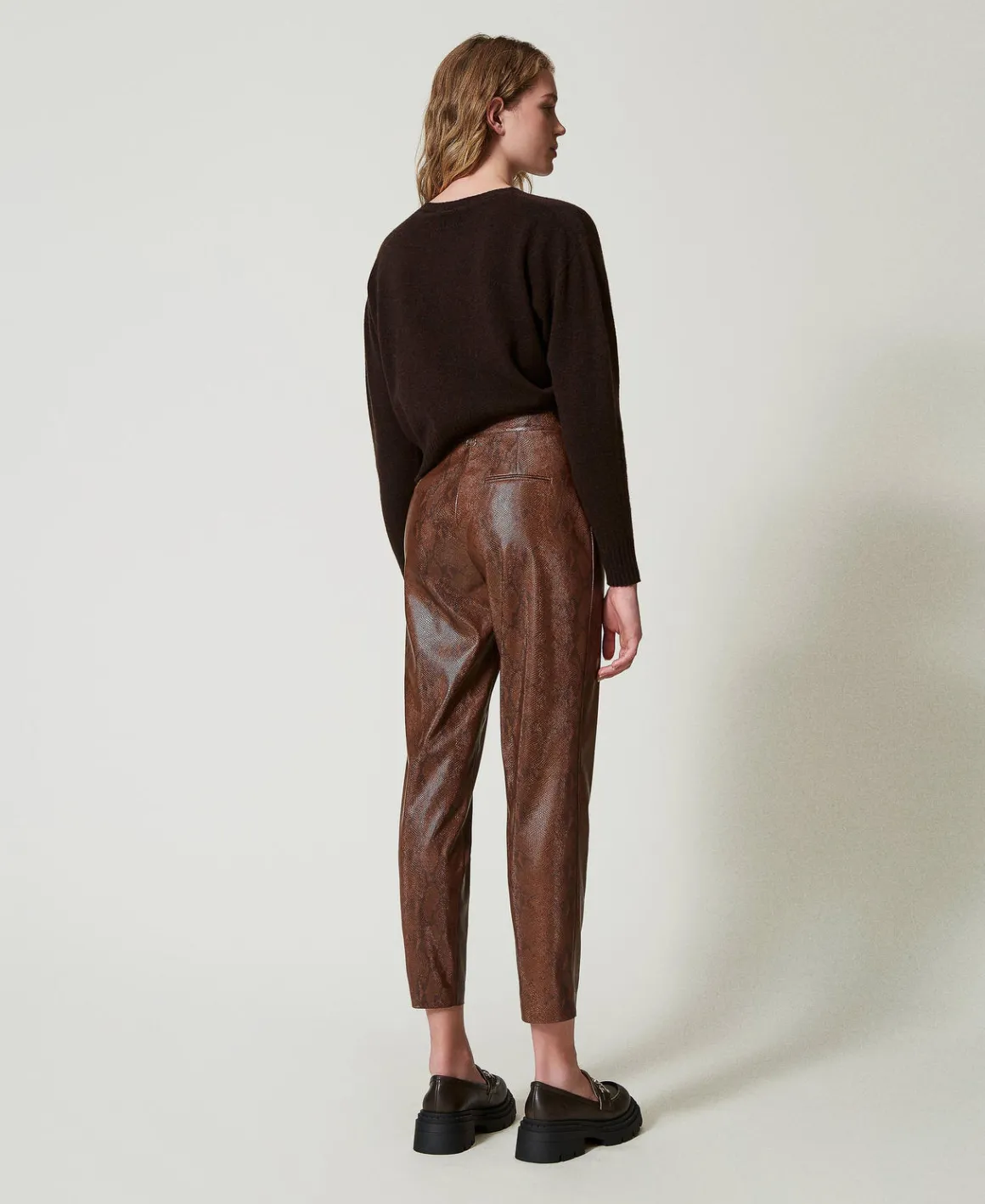 TWINSET Milano Pantaloni A Sigaretta Effetto Pelle Lizard | Pantaloni Dritti E A Sigaretta