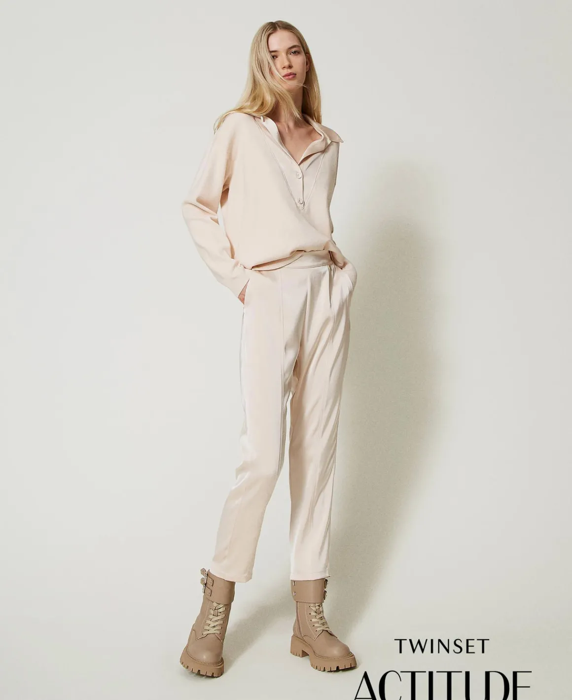 TWINSET Milano Pantaloni A Sigaretta In Raso | Pantaloni Dritti E A Sigaretta