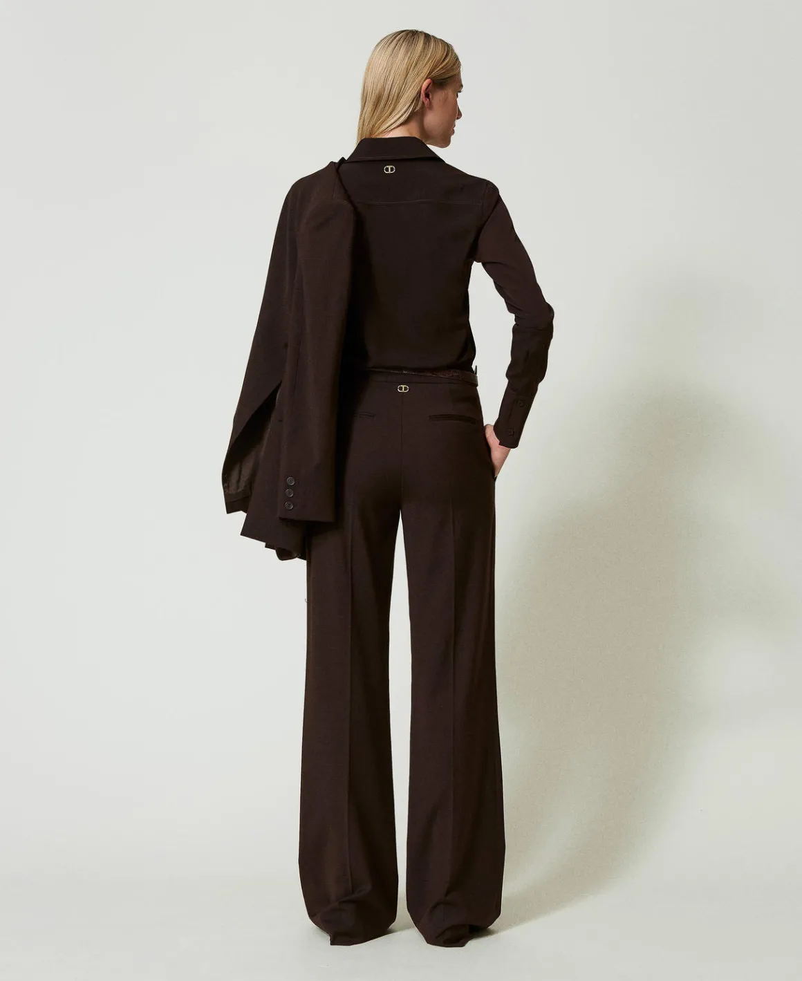 TWINSET Milano Pantaloni A Vita Alta In Lana Stretch | Pantaloni Eleganti | Pantaloni Dritti E A Sigaretta