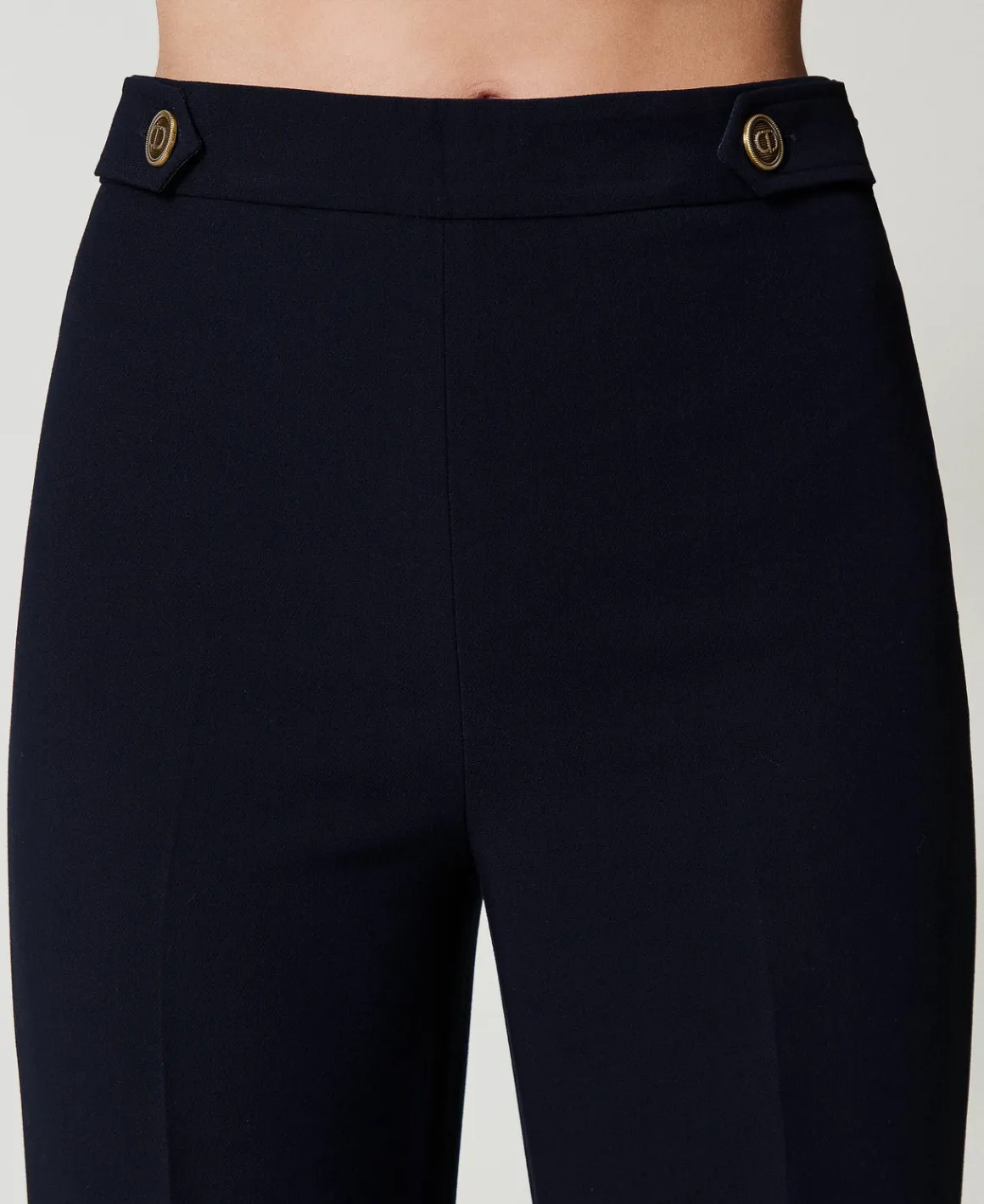 TWINSET Milano Pantaloni A Vita Alta In Cady Crêpe | Pantaloni Eleganti | Pantaloni Dritti E A Sigaretta
