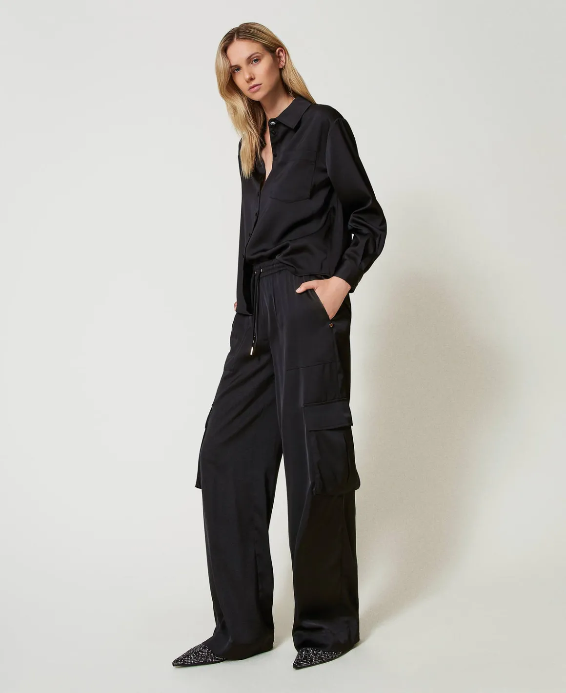 TWINSET Milano Pantaloni Cargo In Raso | Pantaloni Cargo | Pantaloni Ampi E A Palazzo