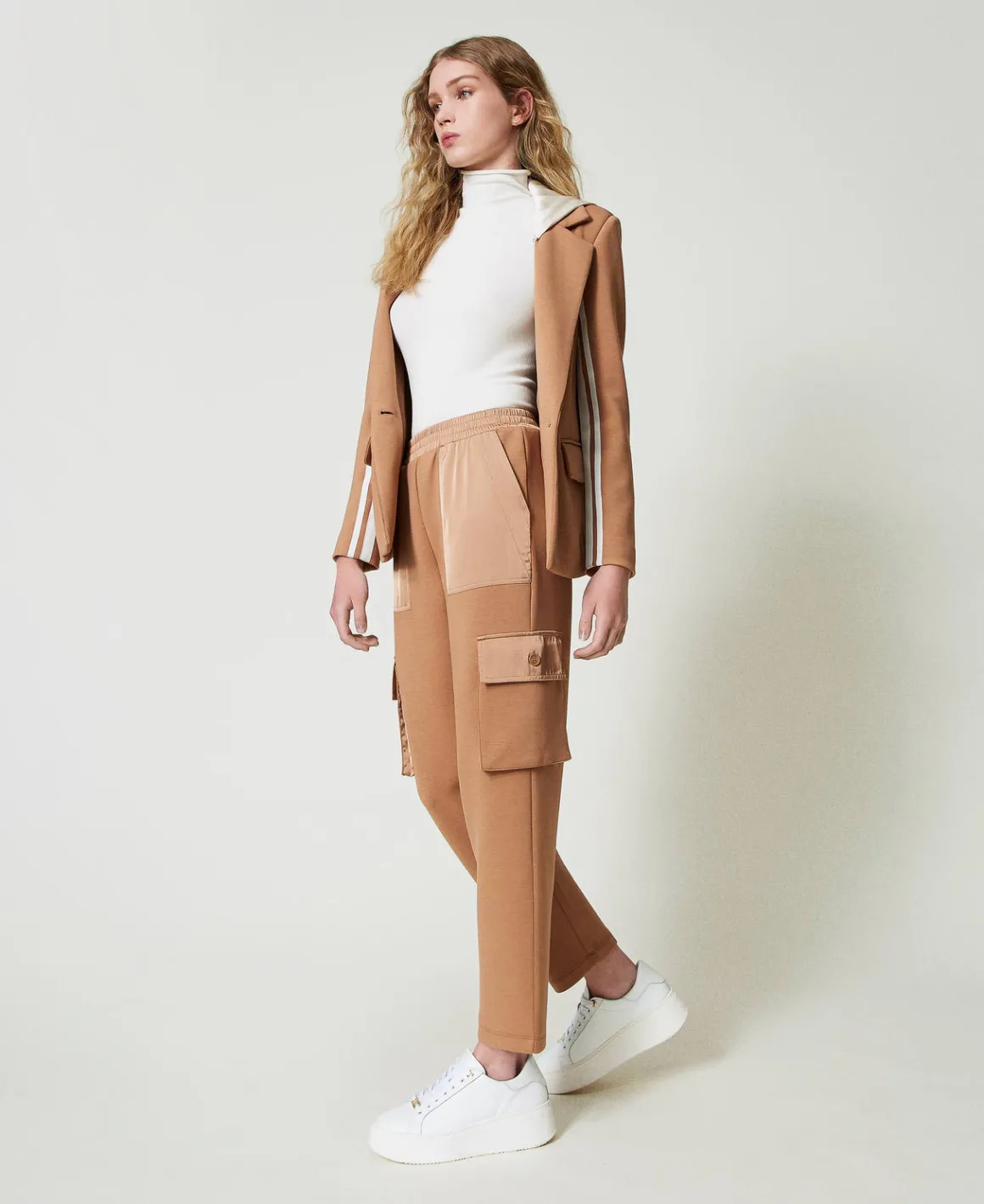 TWINSET Milano Pantaloni Cargo In Tessuto Scuba E Raso | Pantaloni Cargo