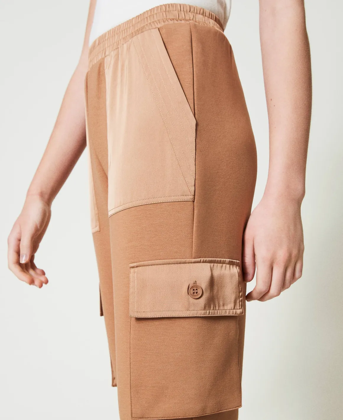 TWINSET Milano Pantaloni Cargo In Tessuto Scuba E Raso | Pantaloni Cargo