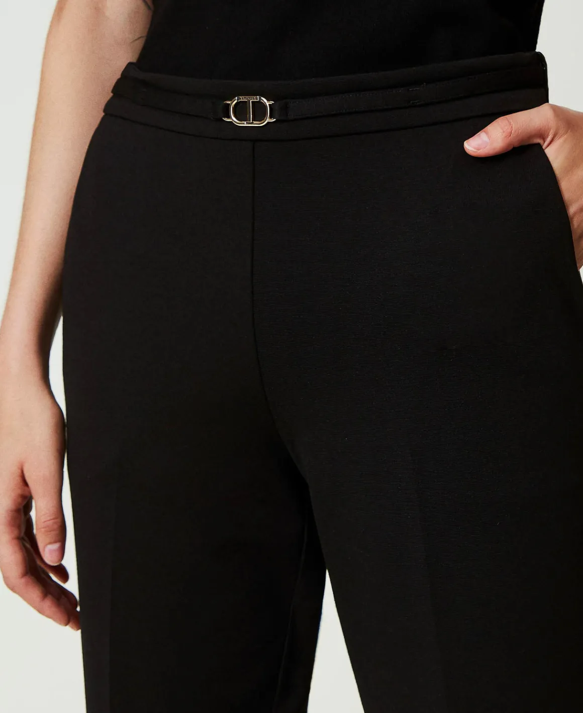 TWINSET Milano Pantaloni Con Cinturino Oval T E Piega | Pantaloni Eleganti | Pantaloni Dritti E A Sigaretta