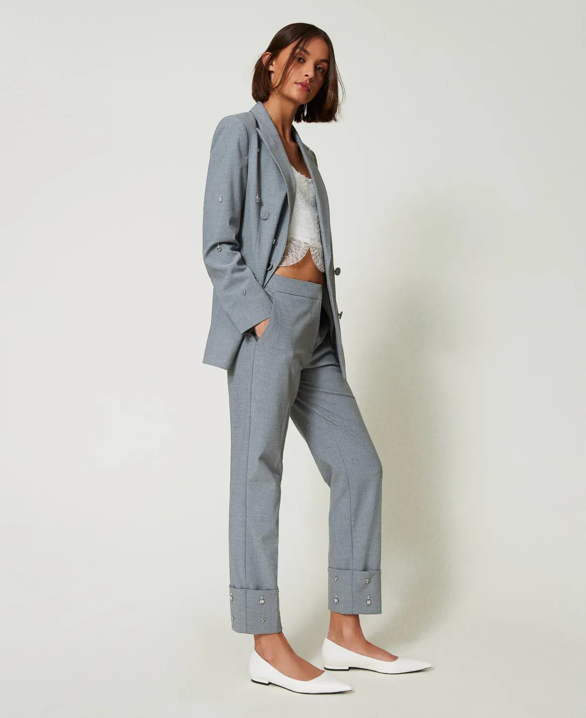 TWINSET Milano Pantaloni Con Ricami A Mano | Pantaloni Eleganti | Pantaloni Dritti E A Sigaretta