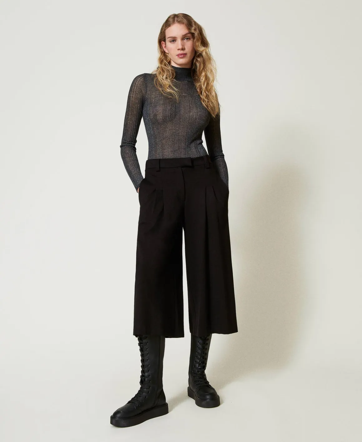 TWINSET Milano Pantaloni Cropped A Vita Alta | Pantaloni Ampi E A Palazzo