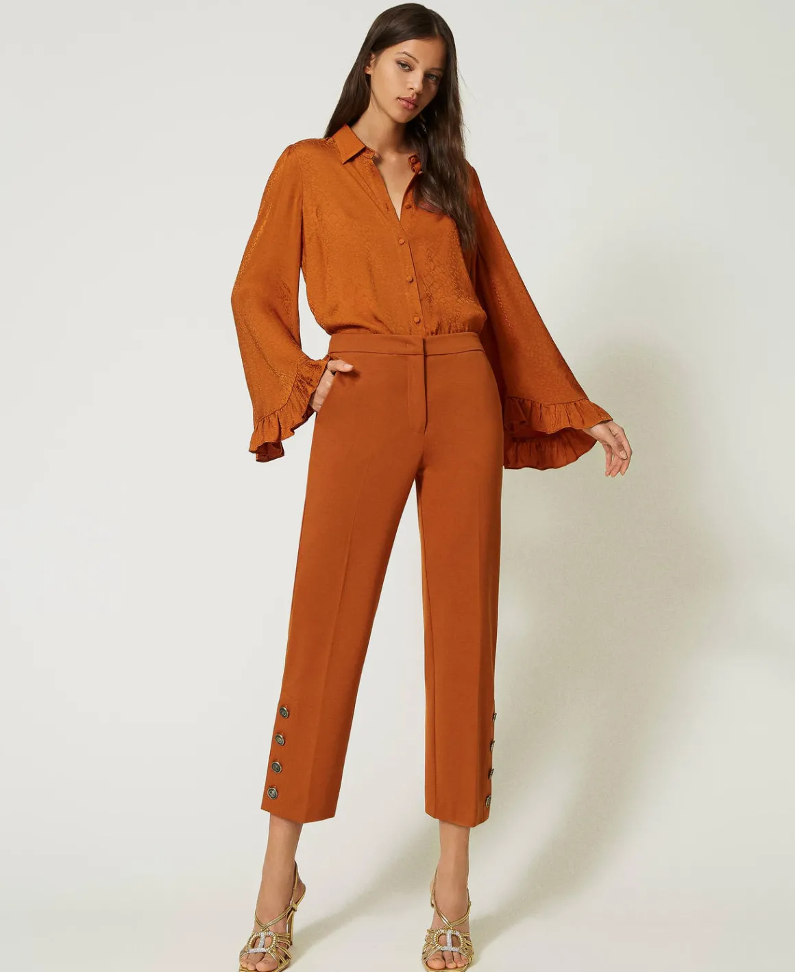 TWINSET Milano Pantaloni Cropped Con Bottoni | Pantaloni Eleganti