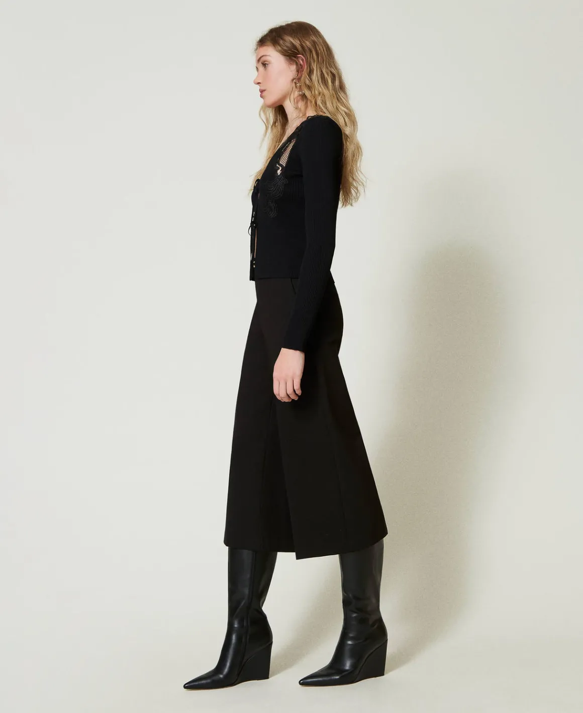 TWINSET Milano Pantaloni Cropped Con Cinturino Oval T | Pantaloni Ampi E A Palazzo