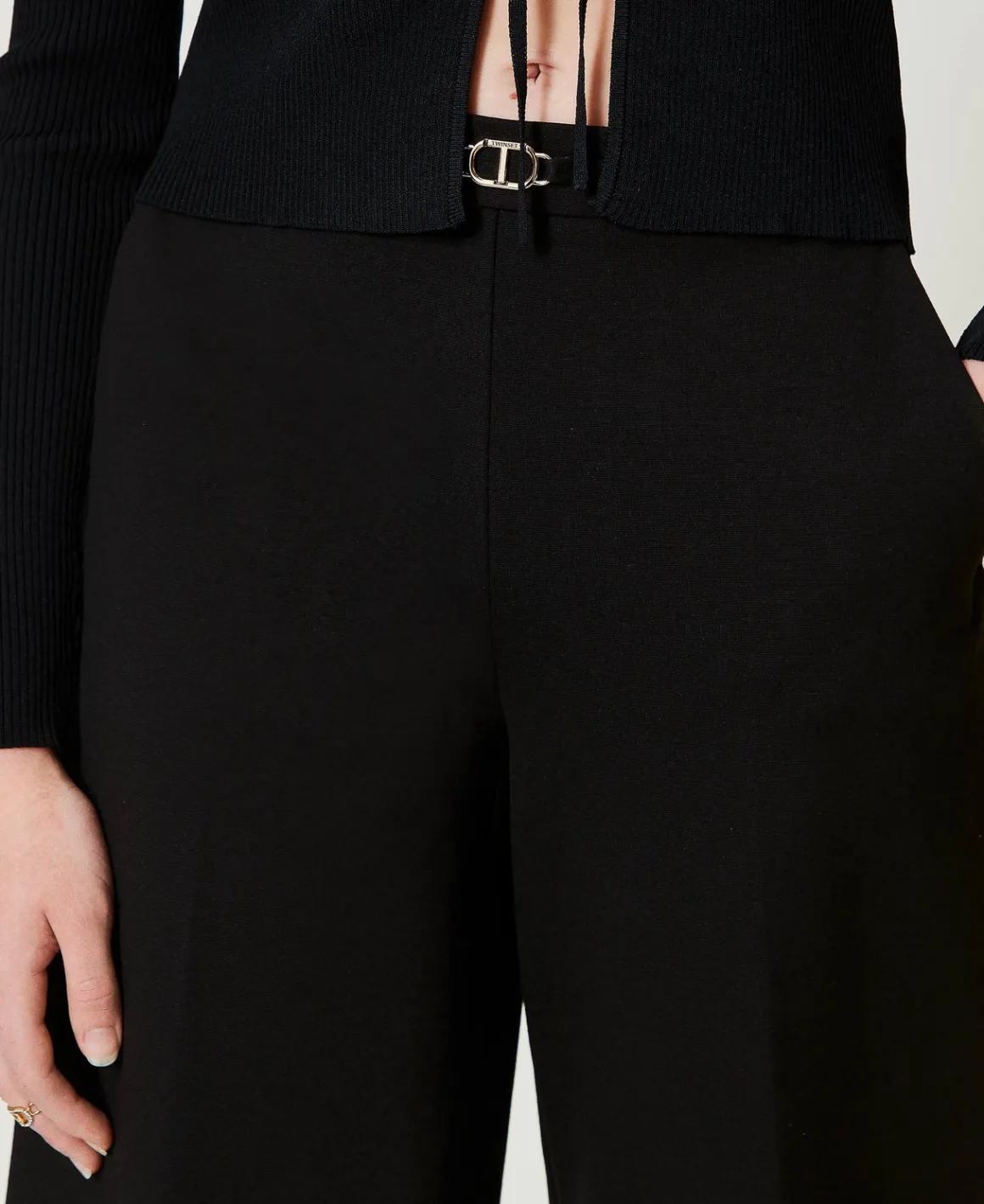 TWINSET Milano Pantaloni Cropped Con Cinturino Oval T | Pantaloni Ampi E A Palazzo