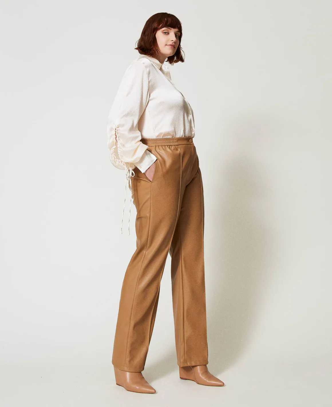 TWINSET Milano Pantaloni Effetto Pelle Con Elastico | Pantaloni Dritti E A Sigaretta