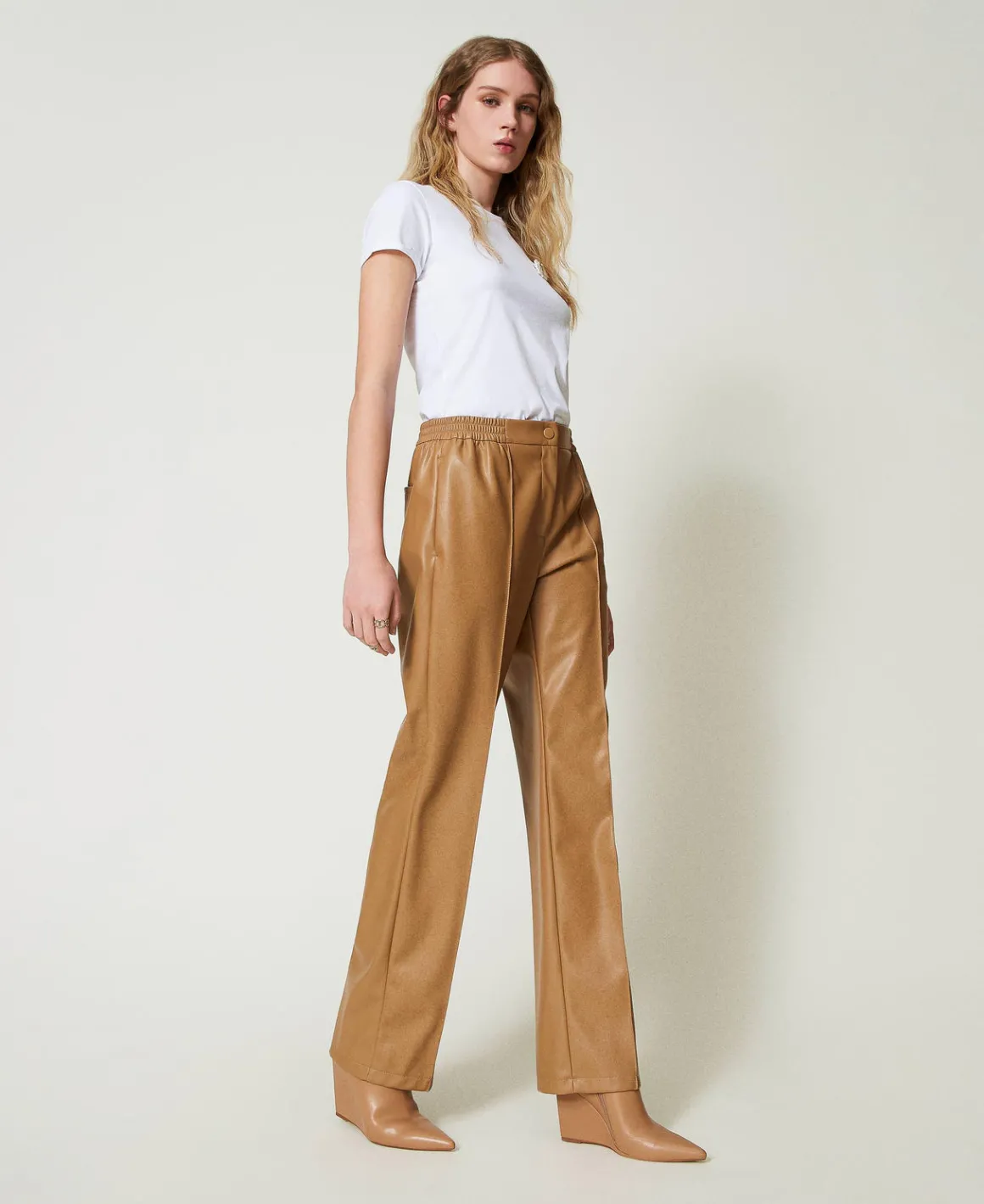 TWINSET Milano Pantaloni Effetto Pelle Con Elastico | Pantaloni Dritti E A Sigaretta