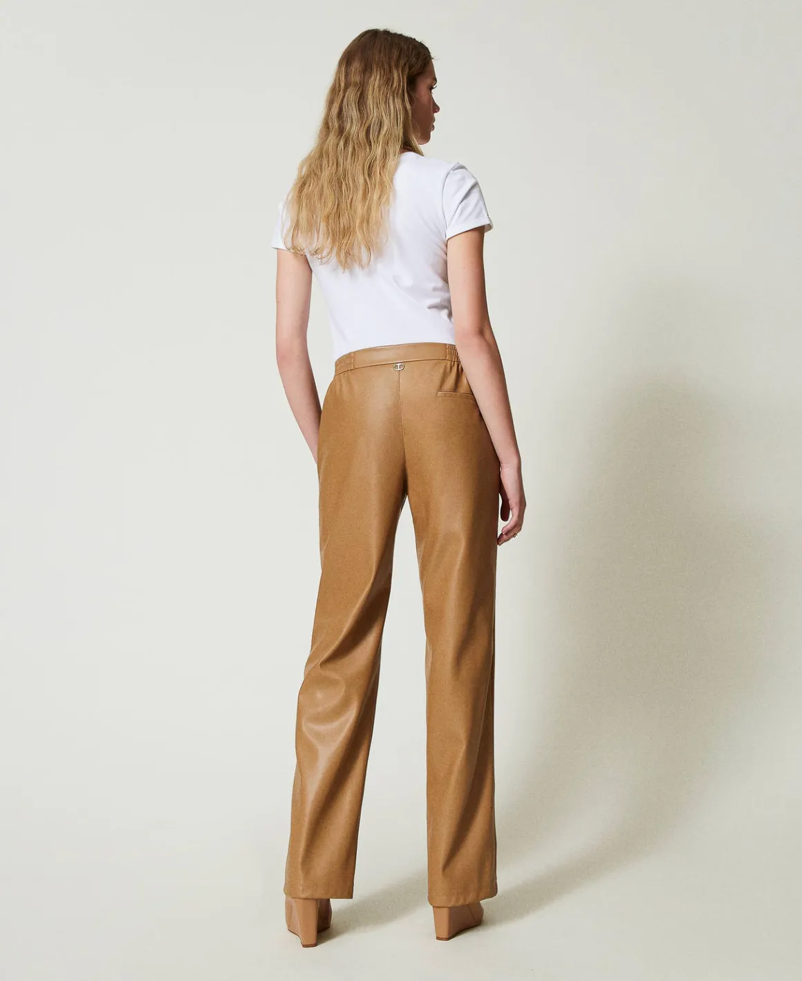 TWINSET Milano Pantaloni Effetto Pelle Con Elastico | Pantaloni Dritti E A Sigaretta