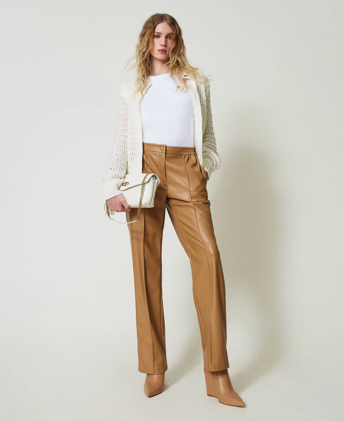 TWINSET Milano Pantaloni Effetto Pelle Con Elastico | Pantaloni Dritti E A Sigaretta