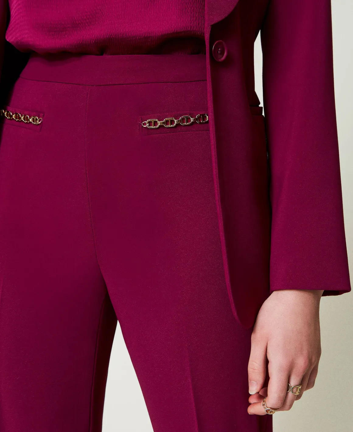TWINSET Milano Pantaloni Flare Con Catena Oval T | Pantaloni Flare