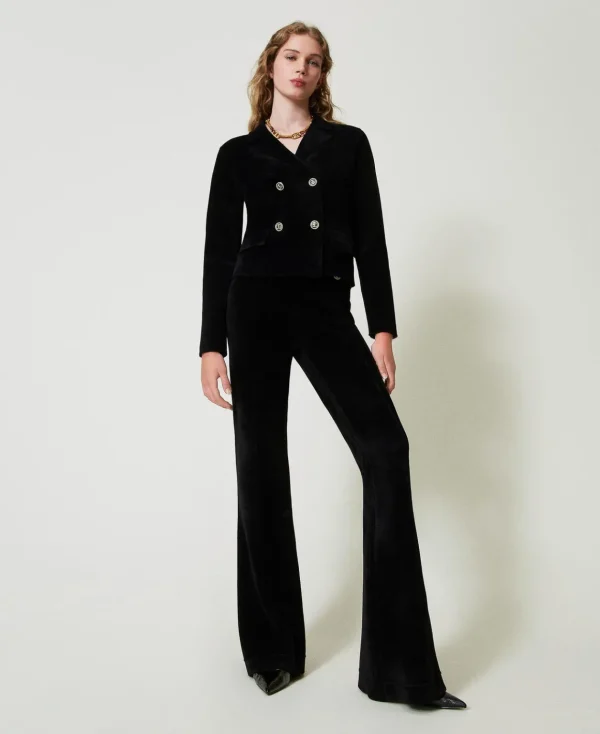 TWINSET Milano Pantaloni Flare In Maglia Con Bottoni Oval T | Pantaloni Eleganti | Pantaloni Flare