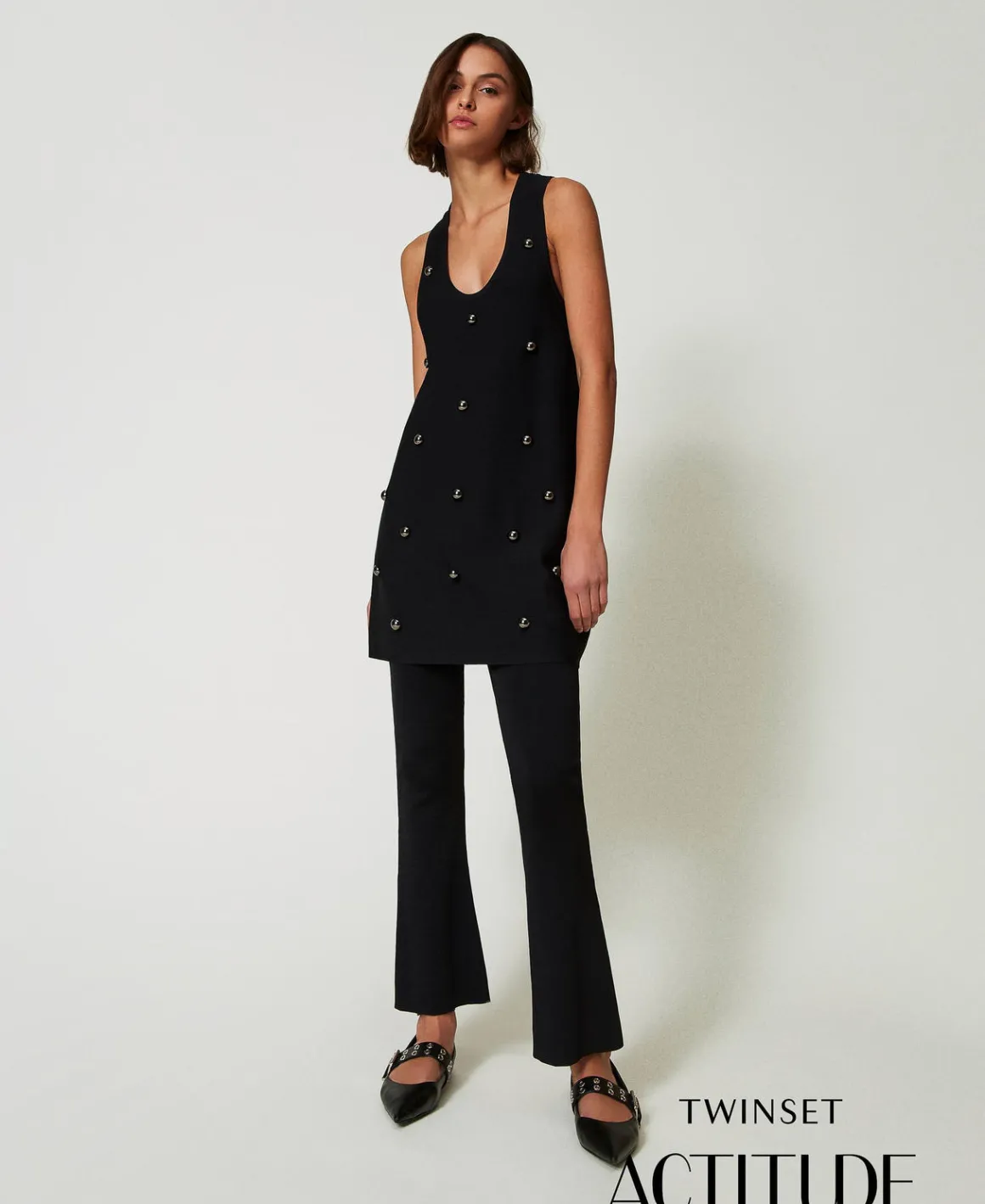 TWINSET Milano Pantaloni Flare In Maglia | Pantaloni Flare