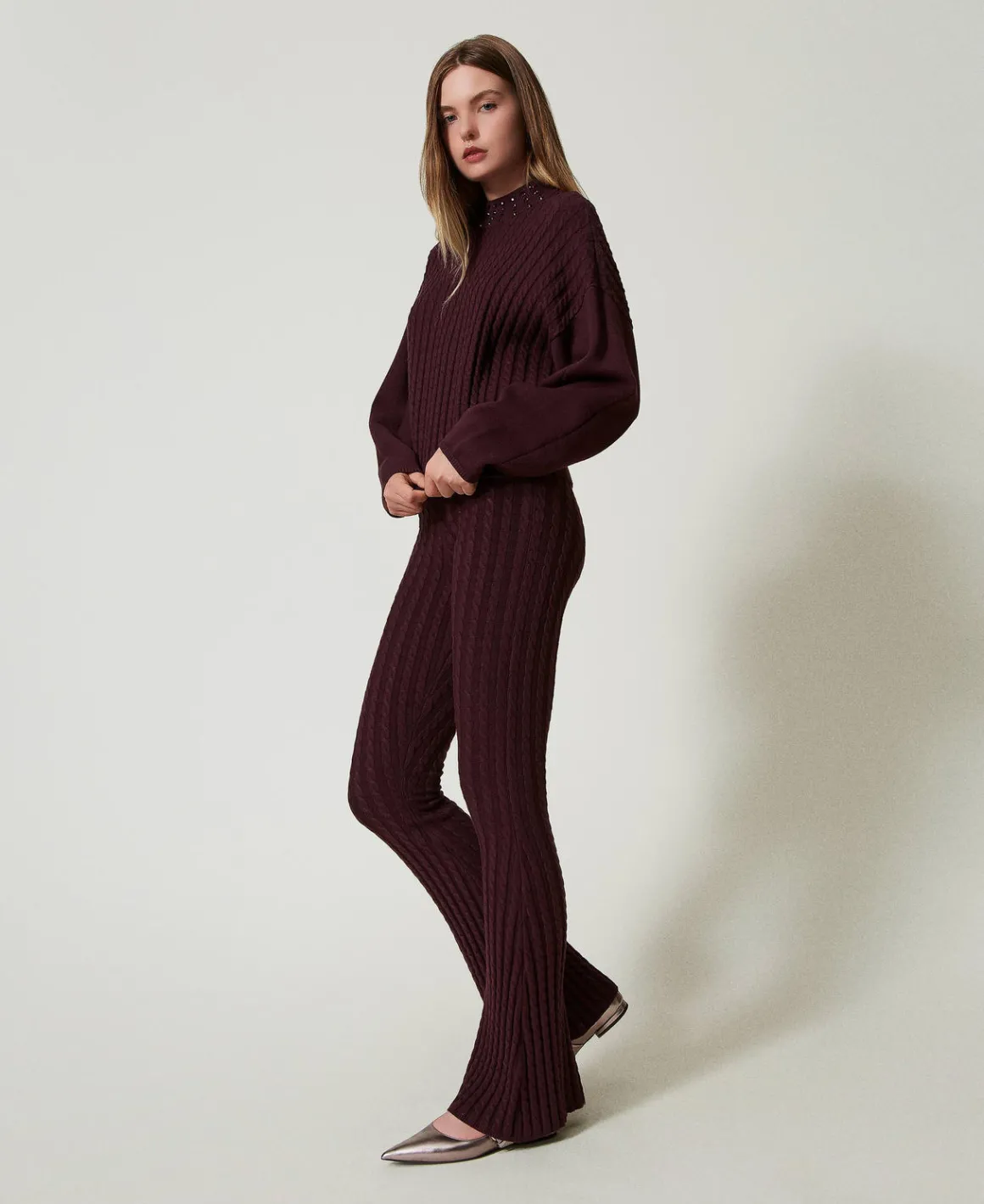 TWINSET Milano Pantaloni Flare In Maglia A Trecce | Pantaloni Flare