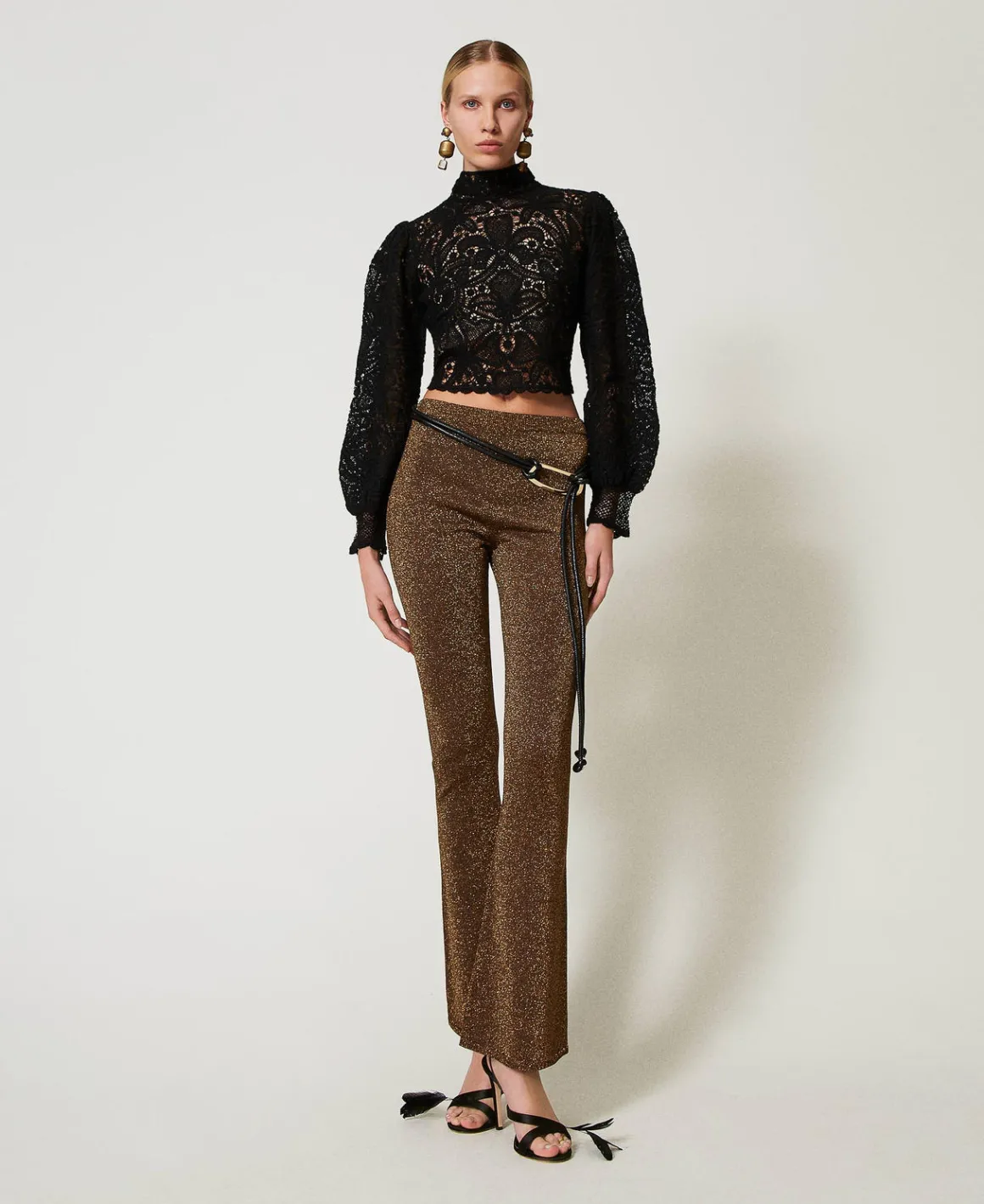 TWINSET Milano Pantaloni Flare In Maglia Con Lurex | Pantaloni Eleganti | Pantaloni Flare