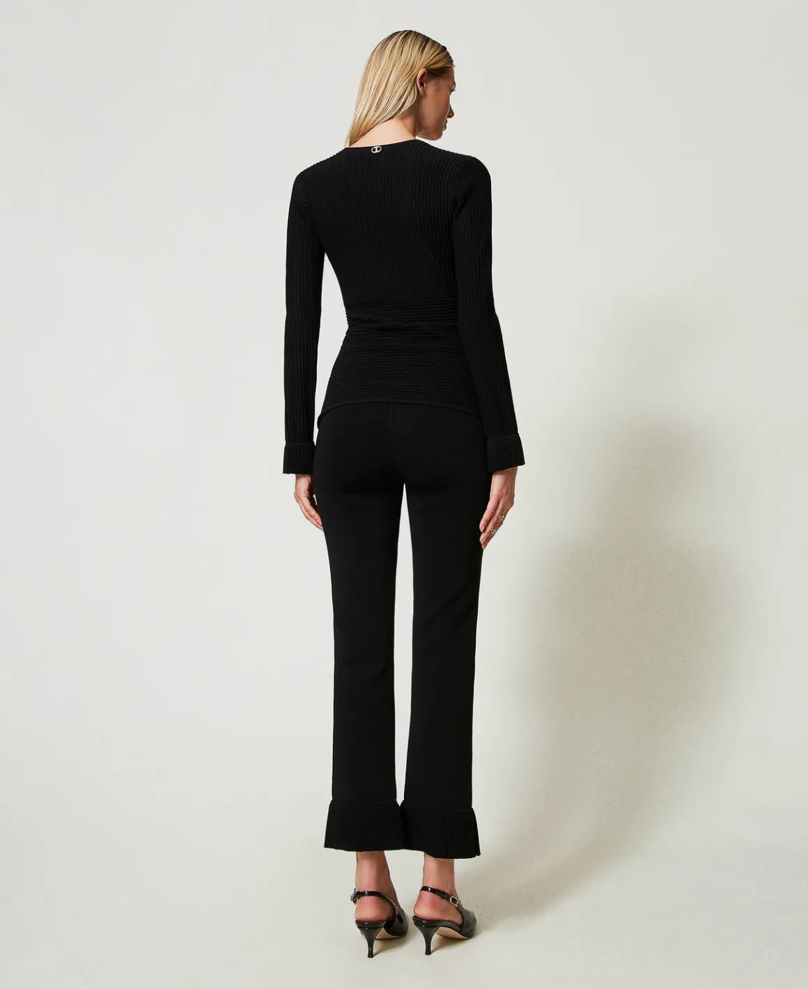 TWINSET Milano Pantaloni Flare In Maglia | Pantaloni Flare