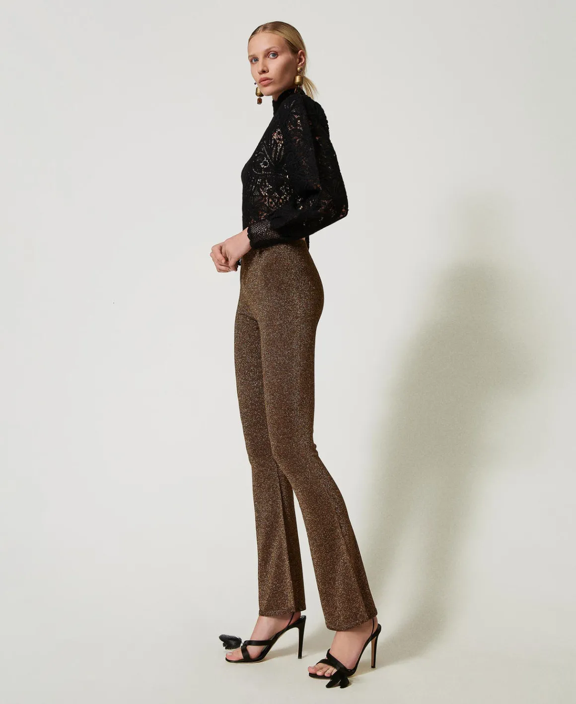 TWINSET Milano Pantaloni Flare In Maglia Con Lurex | Pantaloni Eleganti | Pantaloni Flare