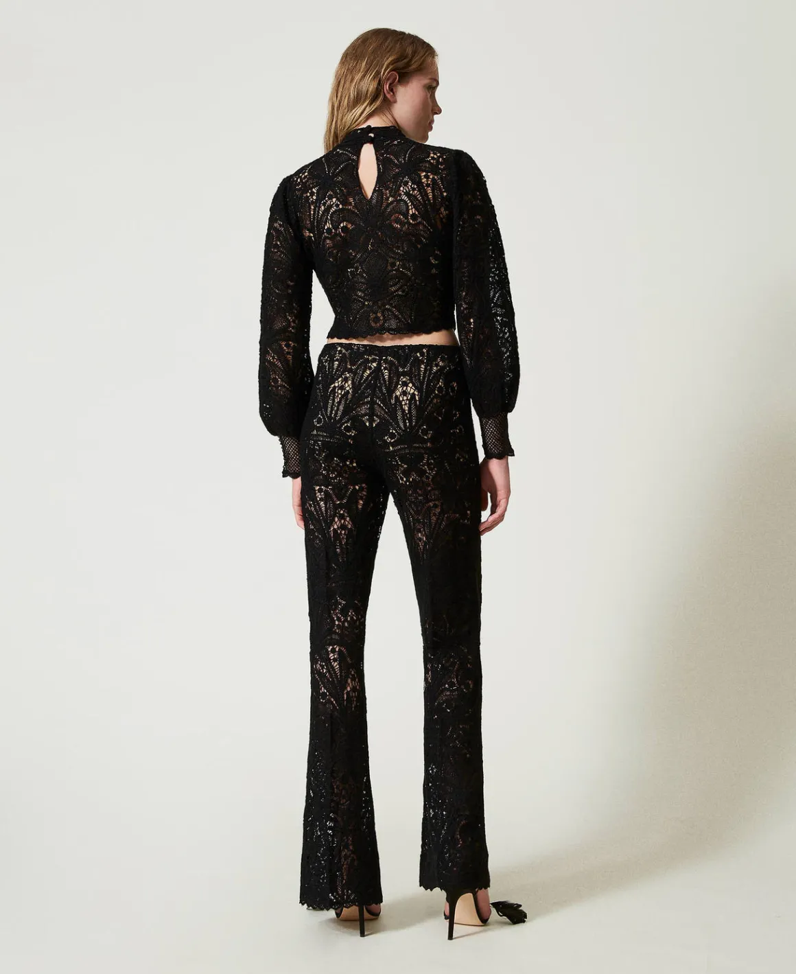 TWINSET Milano Pantaloni In Maglia Crochet A Fiori | Pantaloni Eleganti | Pantaloni Dritti E A Sigaretta