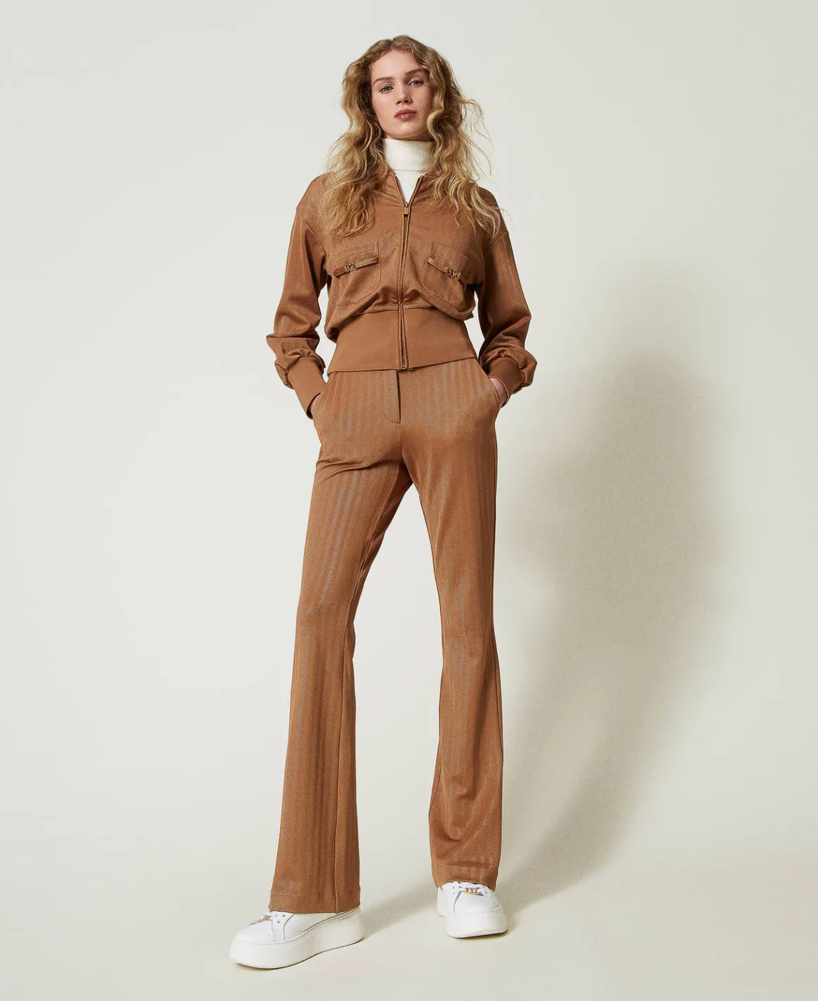 TWINSET Milano Pantaloni In Tessuto Scuba Jacquard | Pantaloni Flare