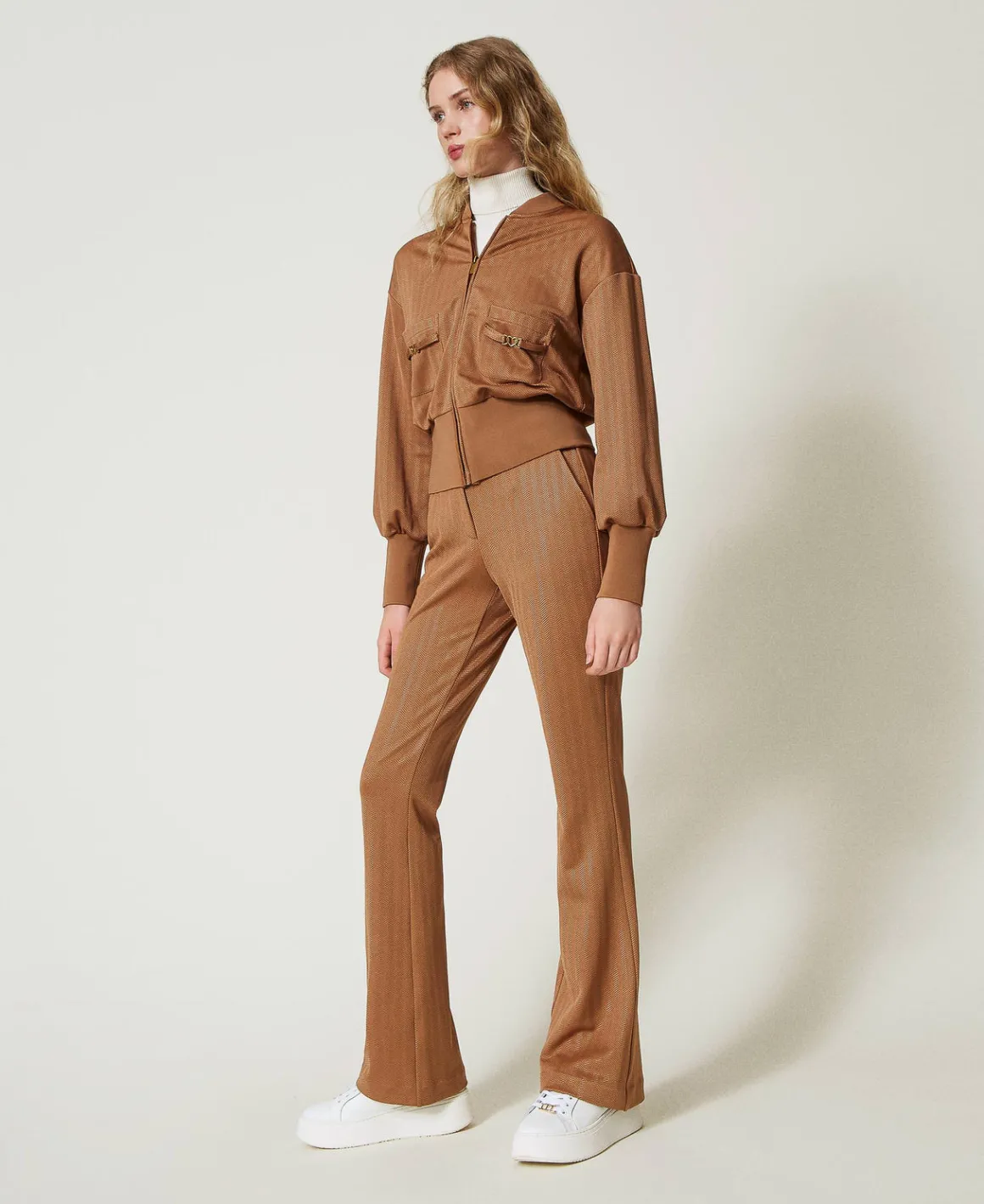 TWINSET Milano Pantaloni In Tessuto Scuba Jacquard | Pantaloni Flare