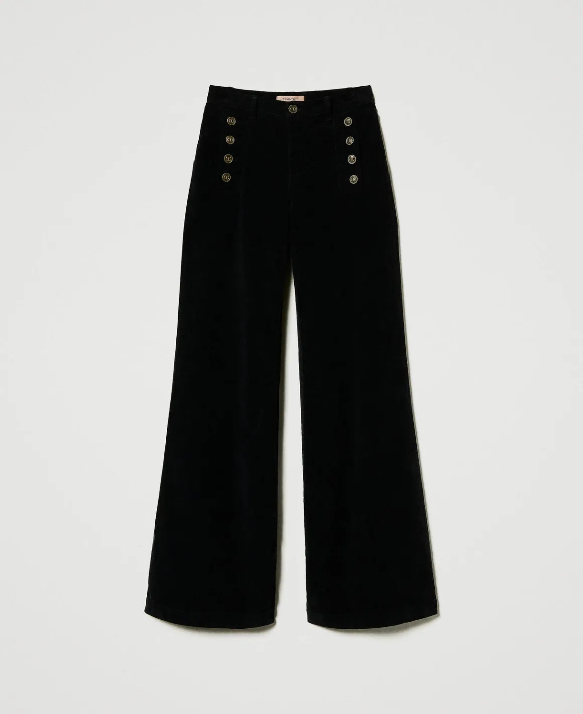 TWINSET Milano Pantaloni In Velluto Con Bottoni | Pantaloni Eleganti | Pantaloni Ampi E A Palazzo